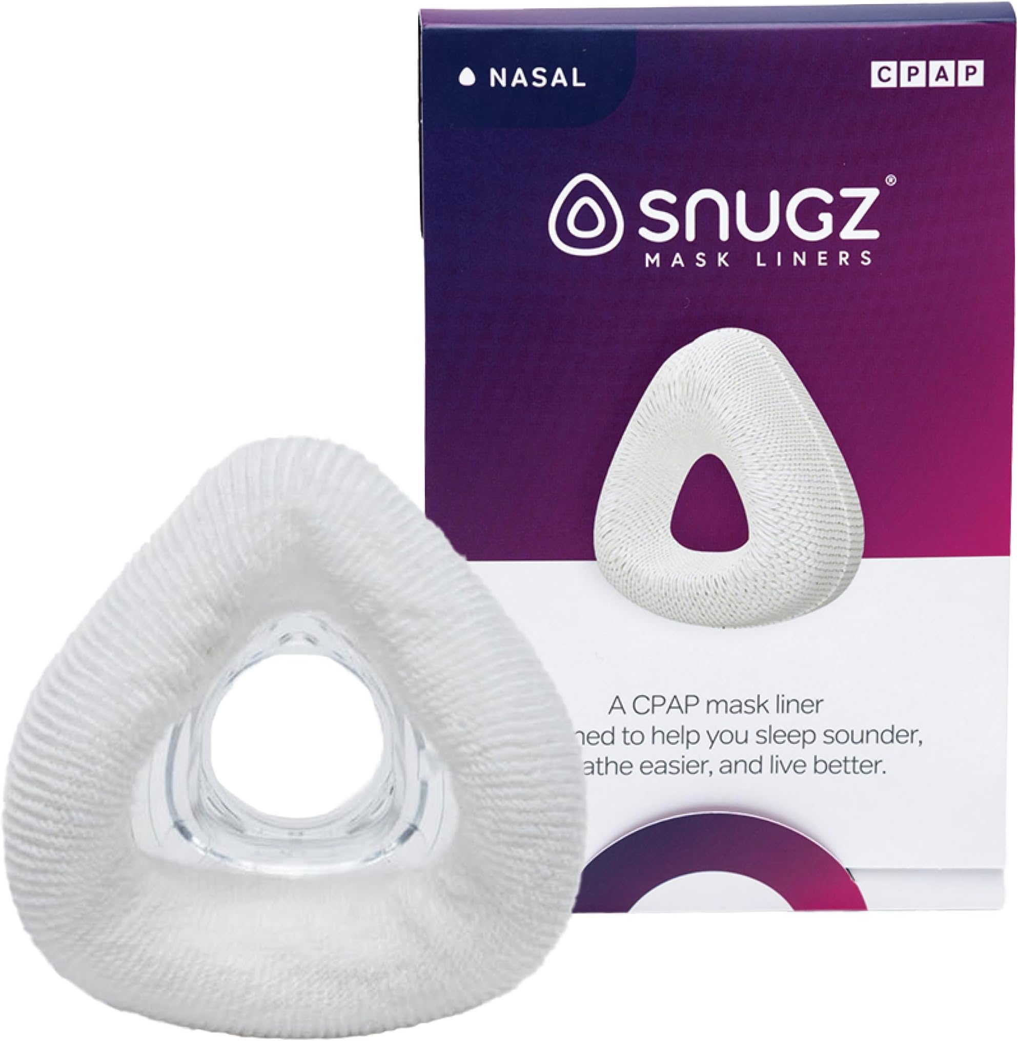 Snugz Mask Liners: Machine Washable, One-Size-Fits-Most CPAP Mask Liners, Pack of 2 Lasts 90 Days (Nasal (Nose only))
