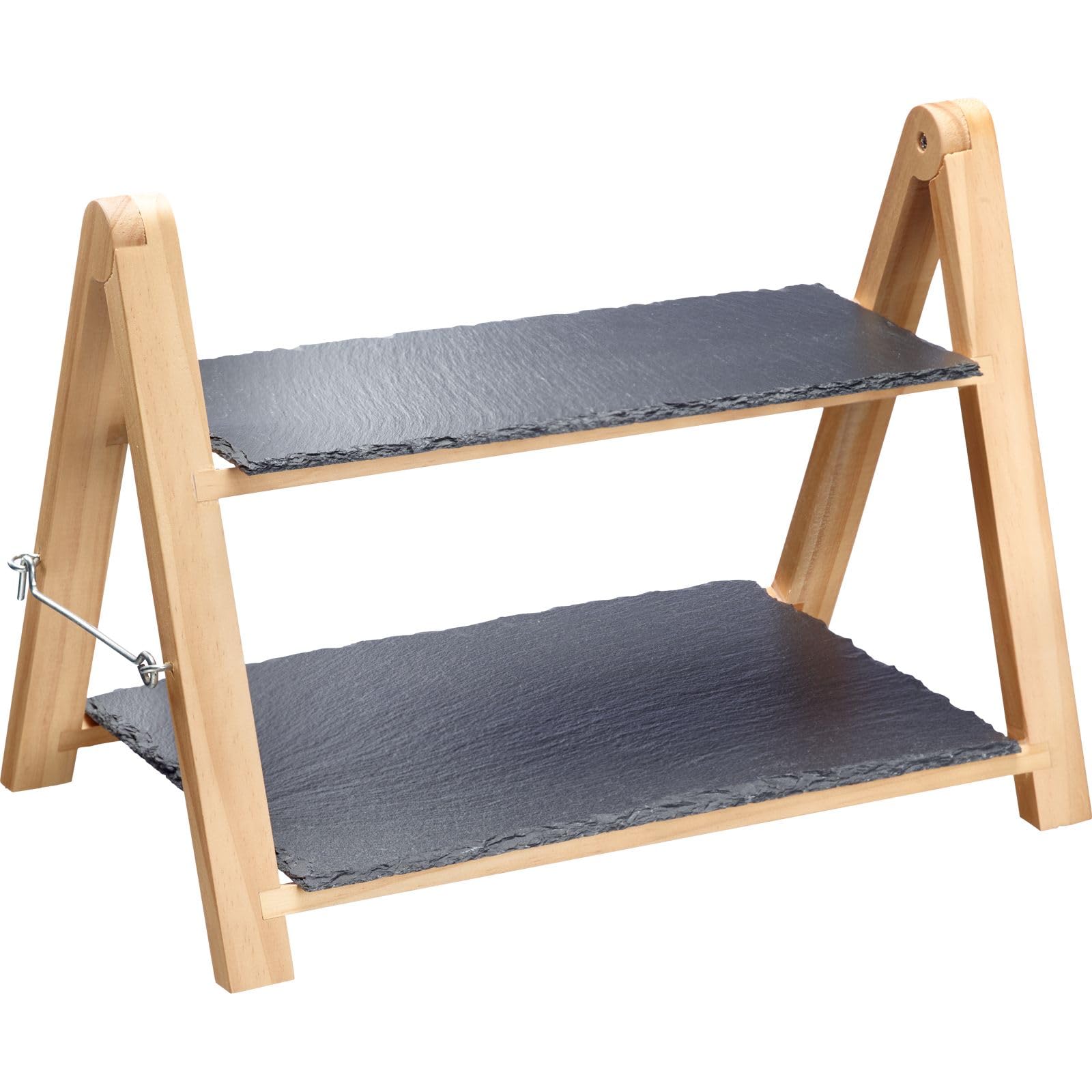 Westmark 2-Tier Serving Stand, Dimensions: 35.5 x 22 x 27 cm, Slate/Pine, Tapas + Friends, Anthracite/Light Brown, 69692260