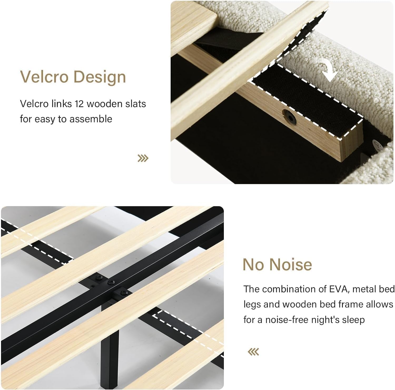 BarnFurin Twin Bed Frames,Cloud Boucle Upholstered Platform Bed Frame with Headboard, Soft Rounded Corners, Noise Free, Easy Assembly, Beige