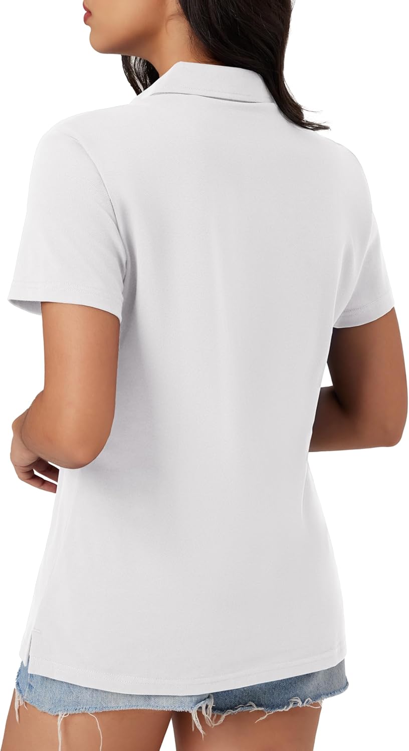 MAGCOMSEN Women's Polo Shirts Cotton Short Sleeve V-Neck Collared Tops Golf Shirt Work Casual Summer Tee - Image 2