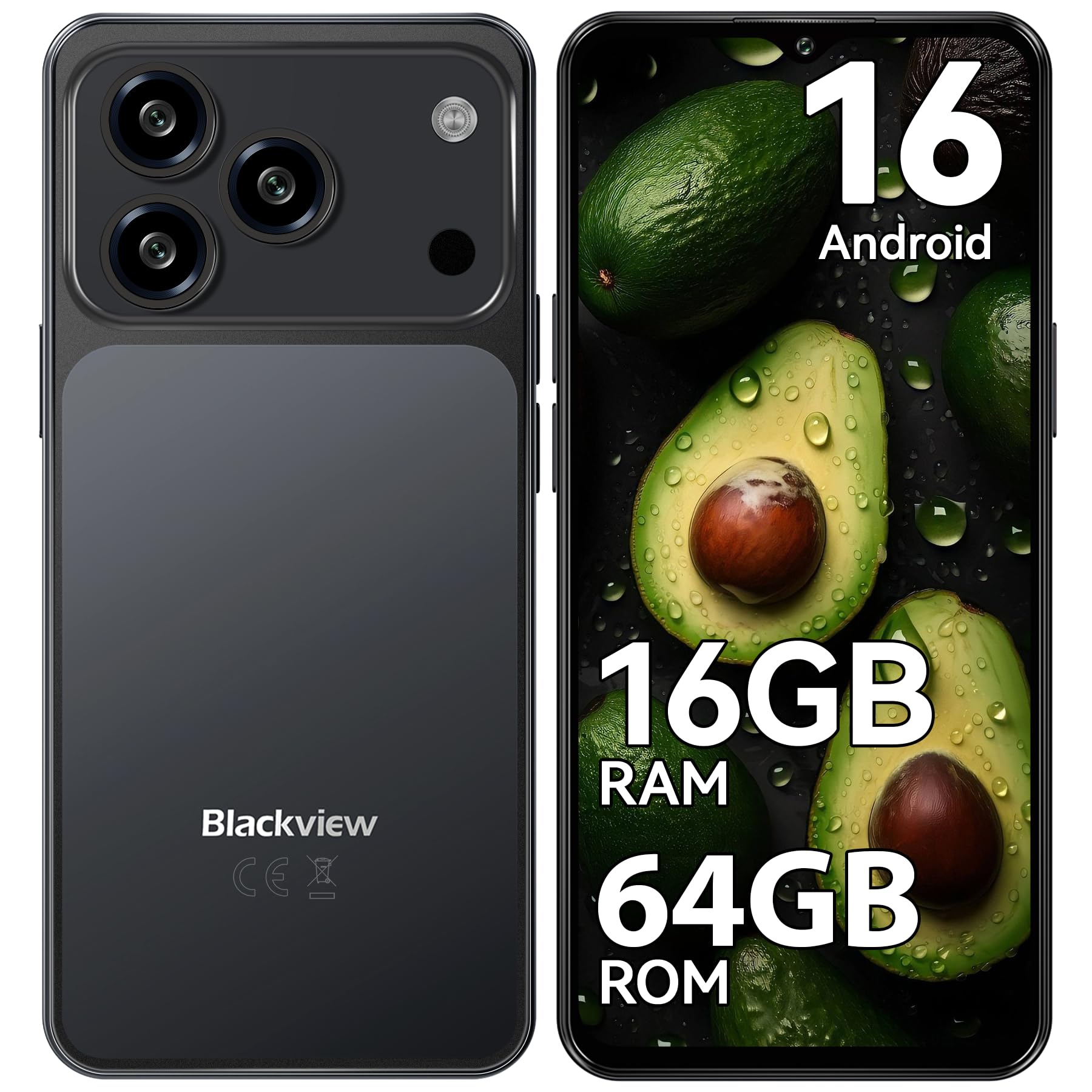 Blackview WAVE 7C Smartphone Android 16, 16GB+64GB/2TB Telefono Cellulare | 32MP Cellulare in Offerta, 6.56" Schermo, 5000mAh Cellulari, 4G Dual SIM Telefoni, Face ID, 3 Slot Carte, 3.5mm, IP54, Type-C