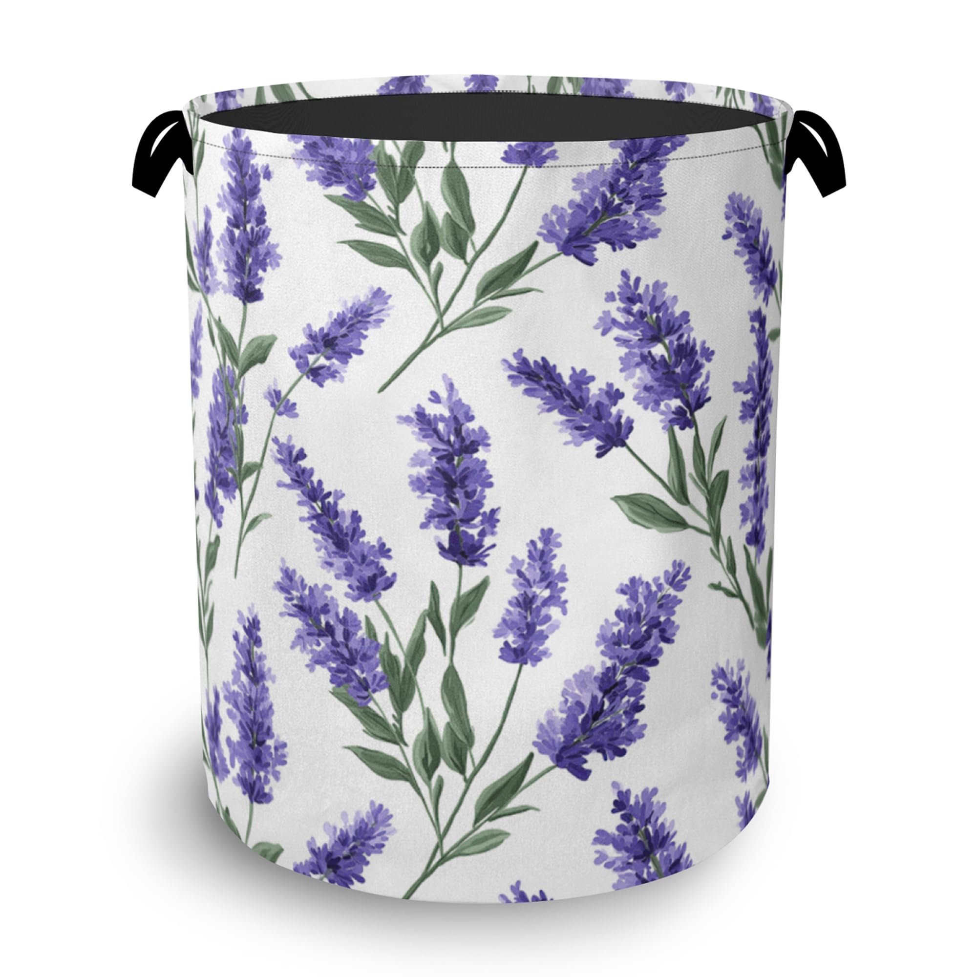 Lavender Laundry Basket,Oxford Cloth Laundry Hamper with Handle Foldable Portable Clothes Storage Basket for Bathroom Bedroom Dorm Room 16" x 20.8"