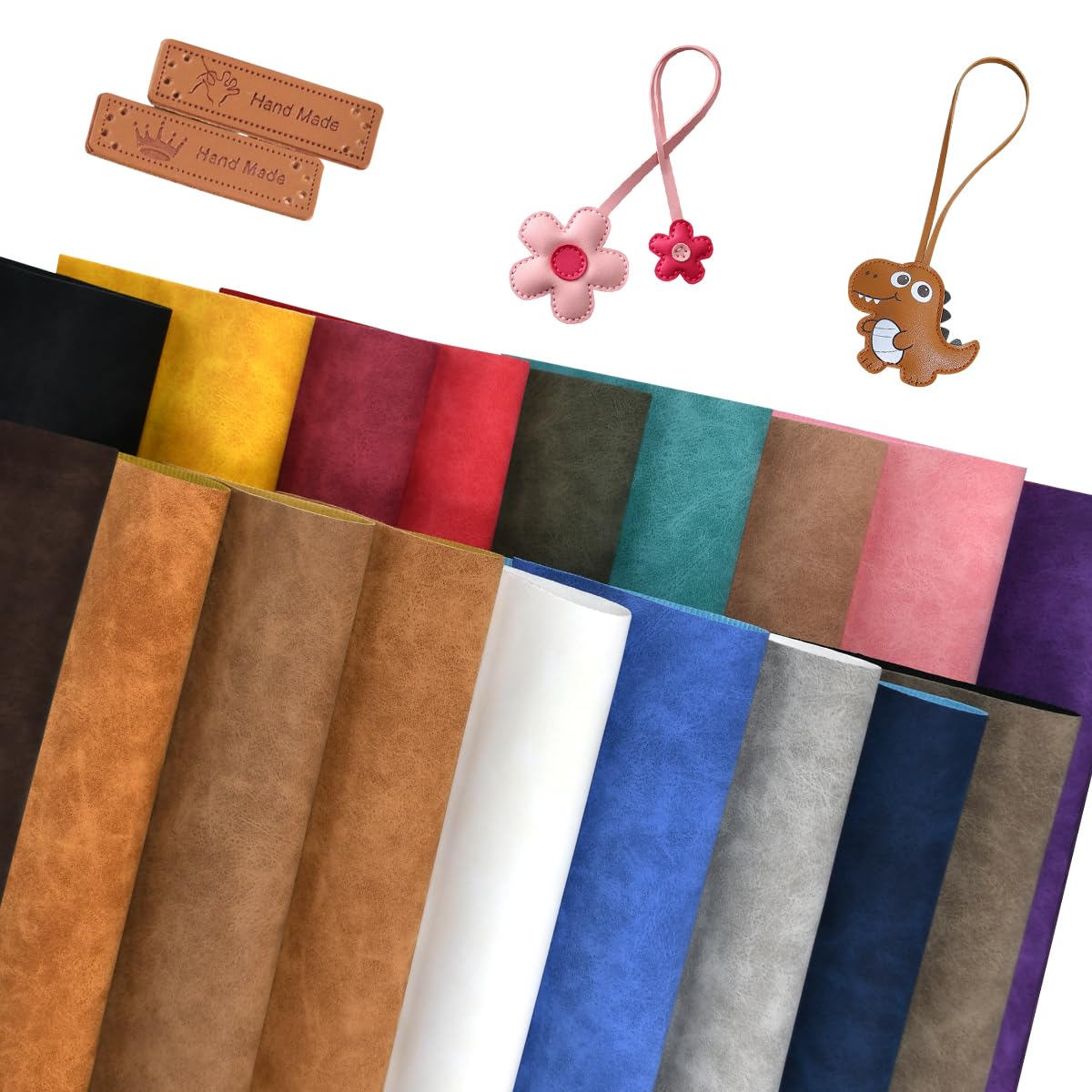 18er Set Kunstleder 30x21cm, 0,8mm Veganes Leder A4 Blätter Weiches Leder in 18 Farben für Lederreste zum Basteln Lederimitat Meterware DIY für Handgefertigte Lederwaren wie Heimwerker Nähen