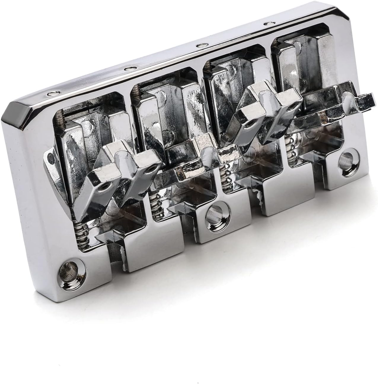 4 String Bass Guitar Bridge 93 x 45 mm (3.66 x 1.77 inch) Reliable and Versatile Bass Bridge for Your Instrument, Silver