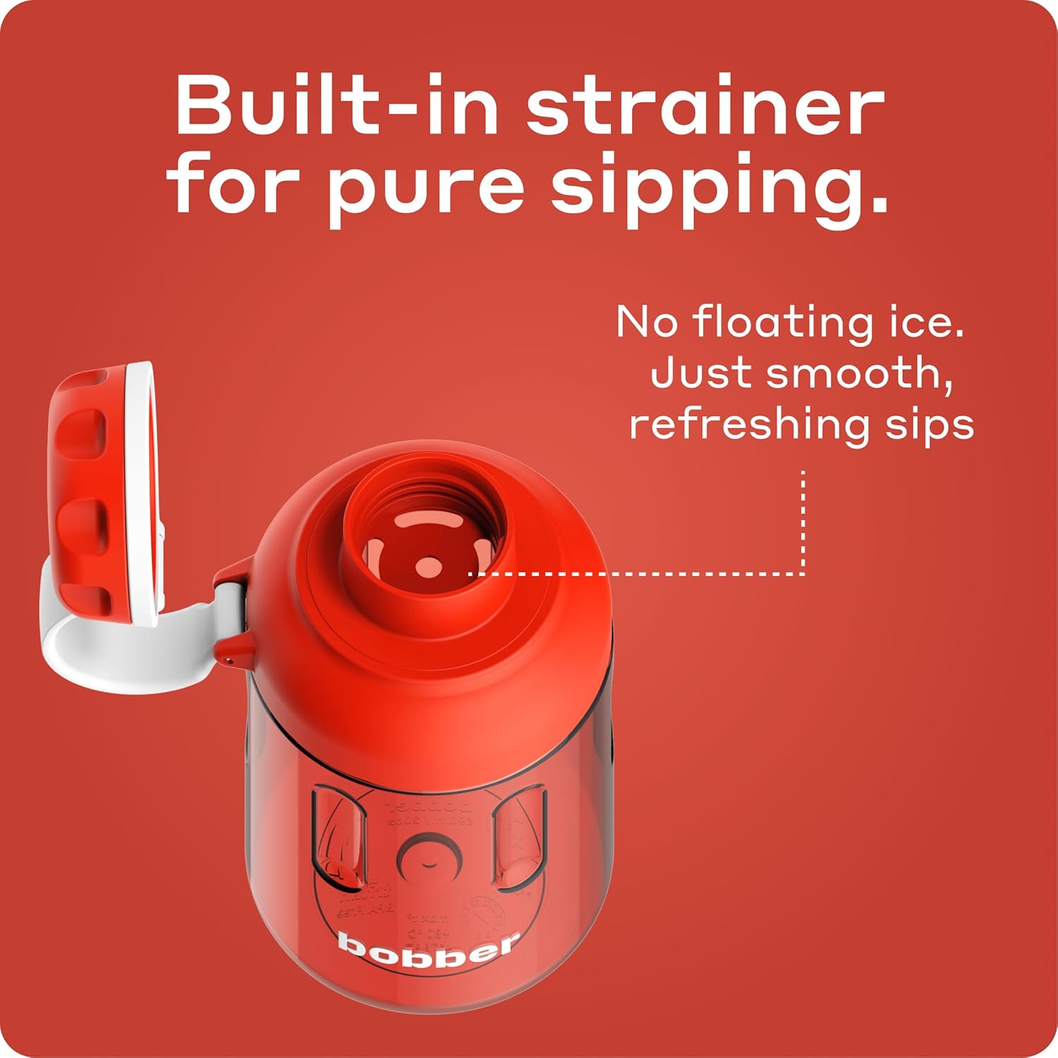 BOBBER 20 oz Tritan Water Bottle with Strainer Mesh, Premium Quality — Dishwasher Safe & Leak Proof, BPA Free Sports Water Bottle for Gym — Hard Plastic Water Bottle for Men, Women (Red) - Image 4