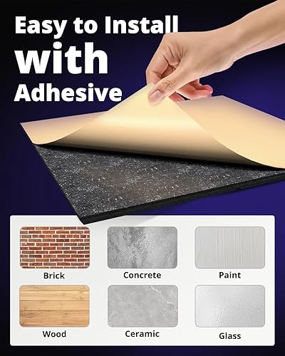 Miniatura 8 de Paneles de pared insonorizados, paneles acústicos autoadhesivos a prueba de sonido para paredes, paneles acústicos de estudio de alta densidad, 12 x