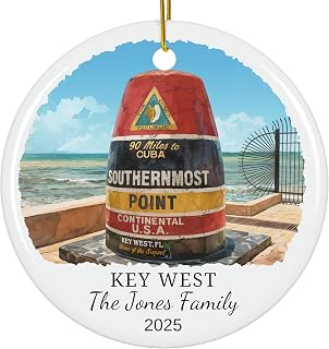 Personalized Key West Christmas Ornament, Custom Florida Travel Souvenir, Engagement Ornament, Personalized Couple Gift, Wedding Gift