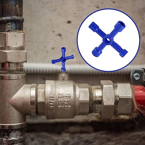 Miniatura 6 de Waziaqoc Llave multifuncional de 4 vías (paquete de 2), llave cruzada universal triangular de aleación de zinccuadrada para medidor de agua, válvula