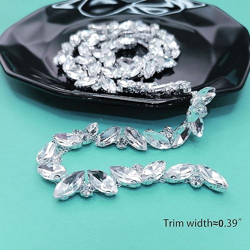 Miniatura 2 de Yhsheen Cadena de diamantes de imitación brillantes de 1 yarda, apliques de diamantes de imitación brillantes para decoración de bricolaje y adorno