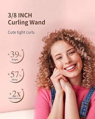 Miniatura 2 de Hierros rizadores de 38 pulgadas para cabello corto y largo, rizador fino de 0.354 in con barril largo, varita rizadora de pelo pequeño, barril de