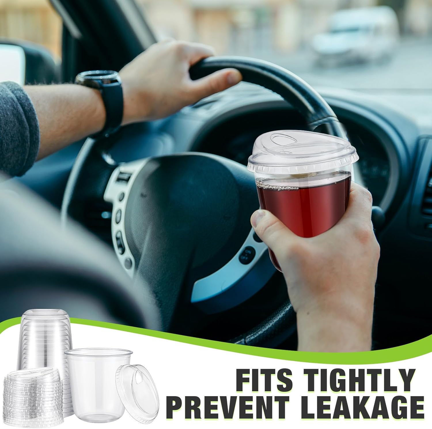 50 Sets Clear Plastic Coffee Cups with Sip Lids, Disposable Plastic PET Crystal Cups for Iced Coffee, Smoothie, Cold Beverage, Drink Shops and Party Catering(Clear,14 oz) - Image 5