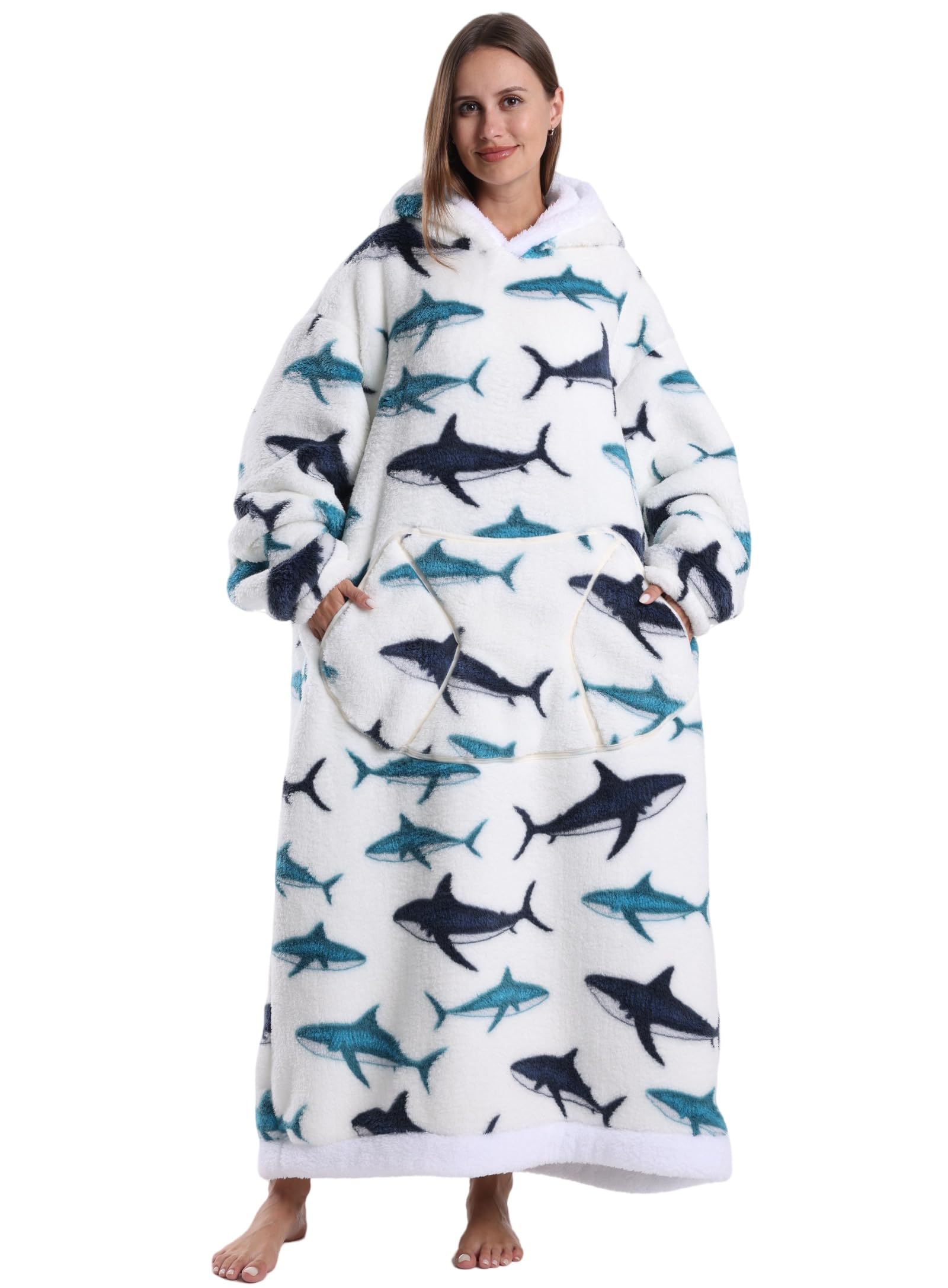Pterygoid Extra Long Oversized Blanket Hoodie,Hooded Wearable Blanket with Sleeves for Women and Men,Soft Fleece Giant Sweatshirt with Pocket Gift for Adult Teenager
