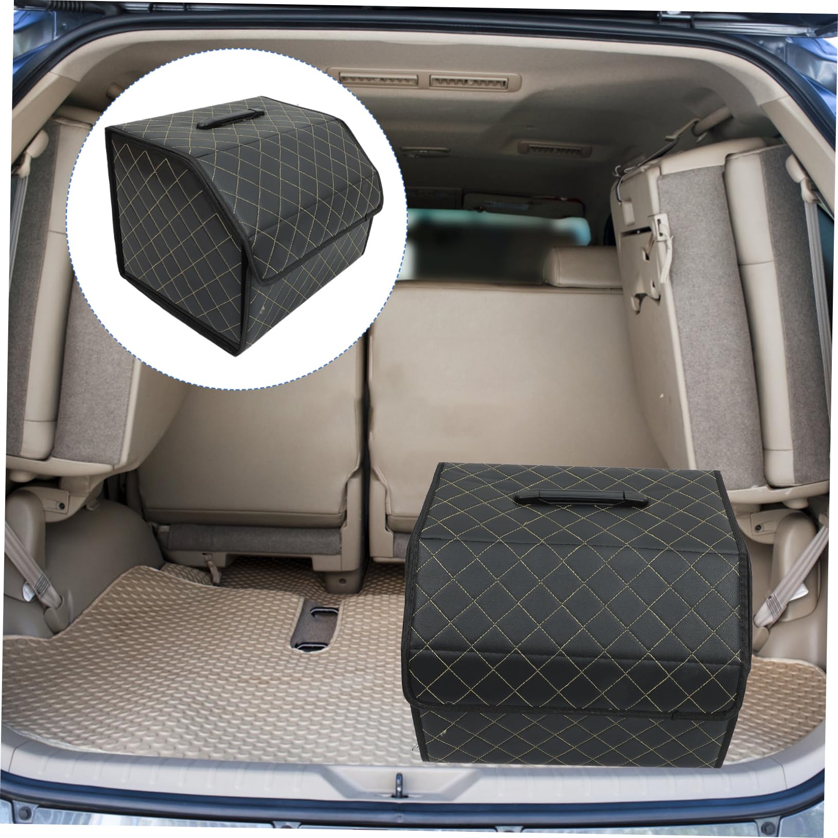 Alipis Scatola Organizer Pieghevole per Bagagliaio Auto in Cuoio Nero