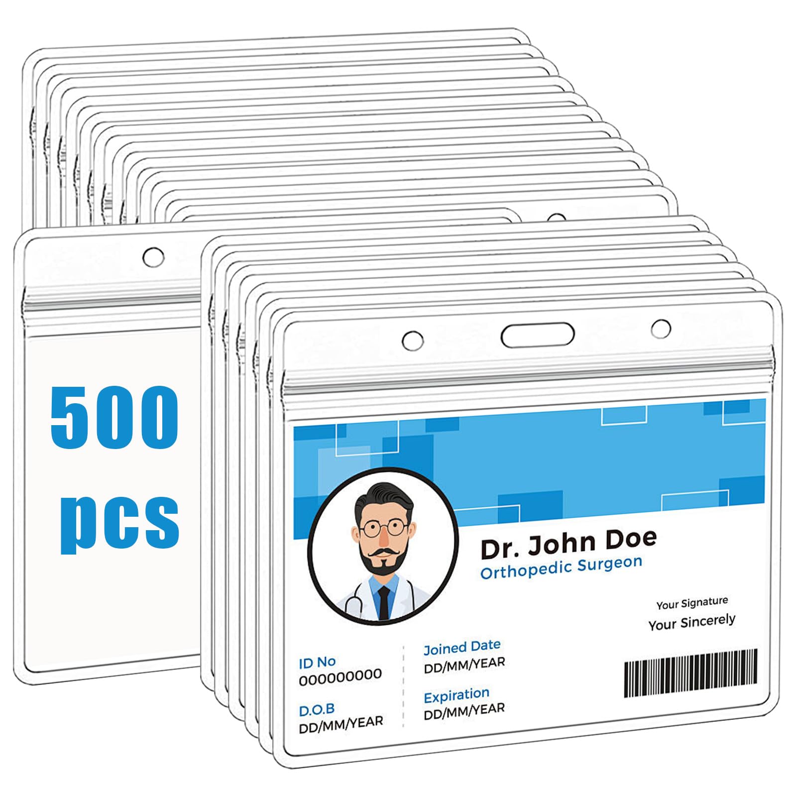 500 Packungen extra dicker horizontaler Ausweishalter