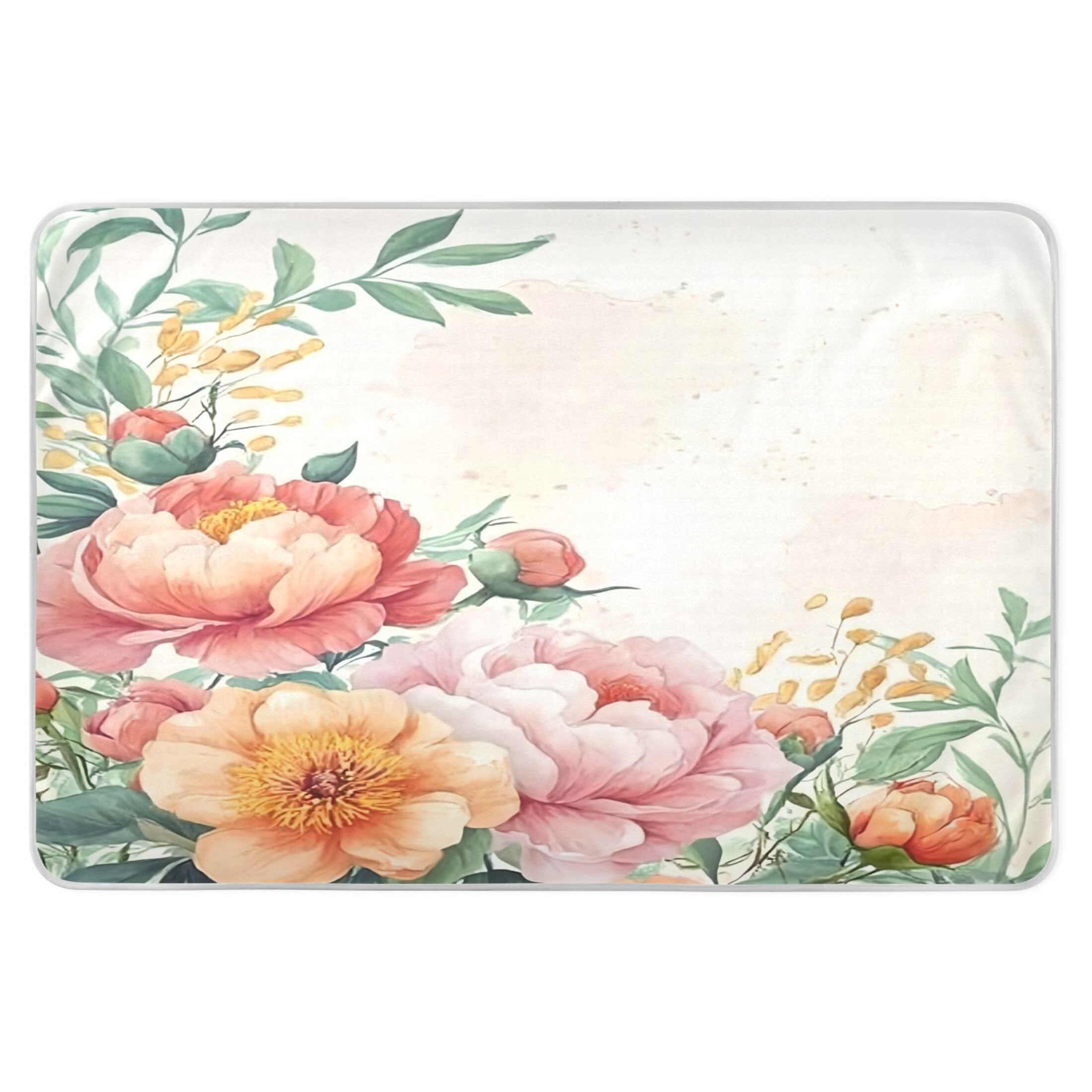 Takiito Vintage Floral Bed Pad Reusable Bed Underpad Washable Waterproof Leak-Proof Quick Dry Incontinence Pee Pad for Toddlers Kids Adults Pets 34x52 in