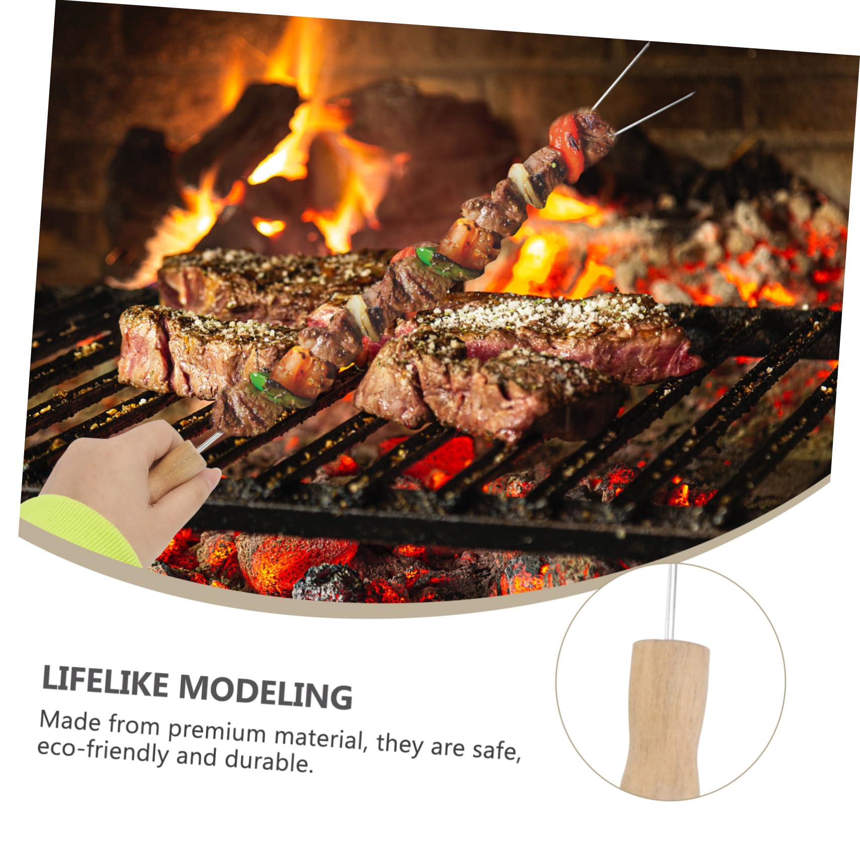 ORFOFE 15 pezzi Forchette per Barbecue in con in Legno Forchette da Arrosto Riutilizzabili per Carne e Verdure Strumenti e Facili da Trasportare per Grigliate Allaperto