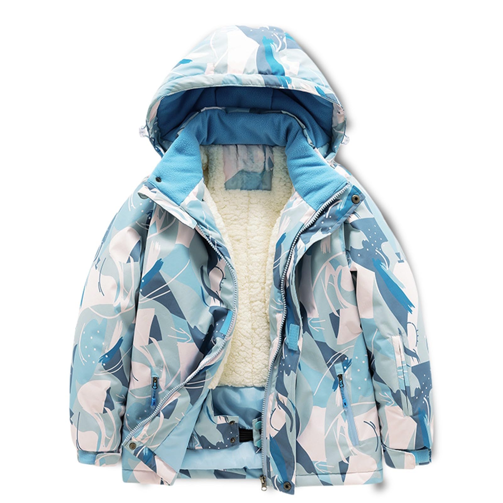 Chaqueta cálida de invierno para niños y niñas, abrigo con capucha y forro polar resistente al viento, abrigo grueso para niños, cómodo, ropa de abrigo para niños, traje de nieve casual