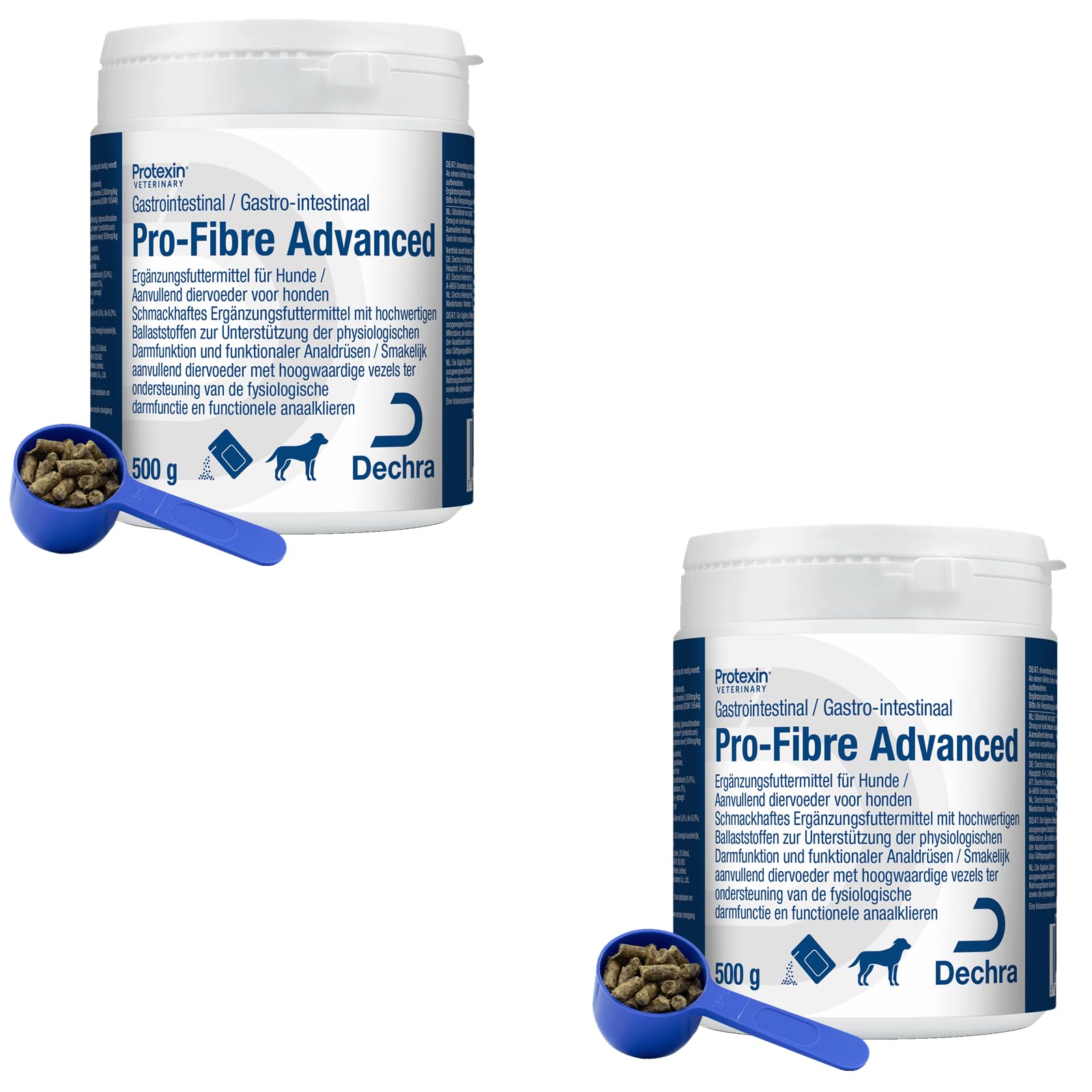 Dechra Protexin Pro-Fibre Advanced | Pack Double | 2 x 500 g | Aliment complémentaire pour Chiens | avec prébiotiques, probiotiques & Fibres | pour Soutenir la Digestion