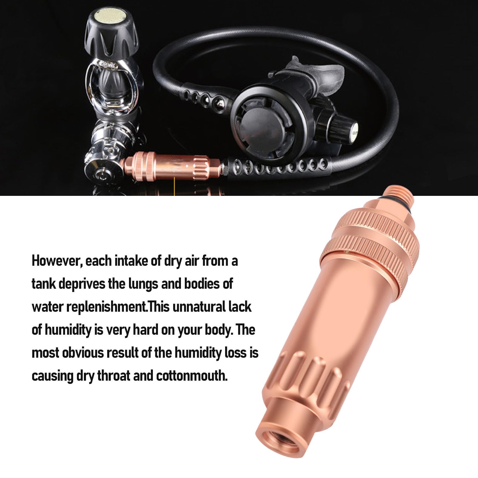 Sxhlseller Filtro de Respiración Subacuática de Latón |Accesorio Humidificador de Respirador Sumergible para de Cilindro de Buceo