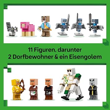 LEGO Minecraft Attack of the Magician on the Village - Model with Garden - 11 Figures Including Mason & Iron Golem - Room Decoration for Children - Gaming Gift for Boys Girls and Fans from 9 Years