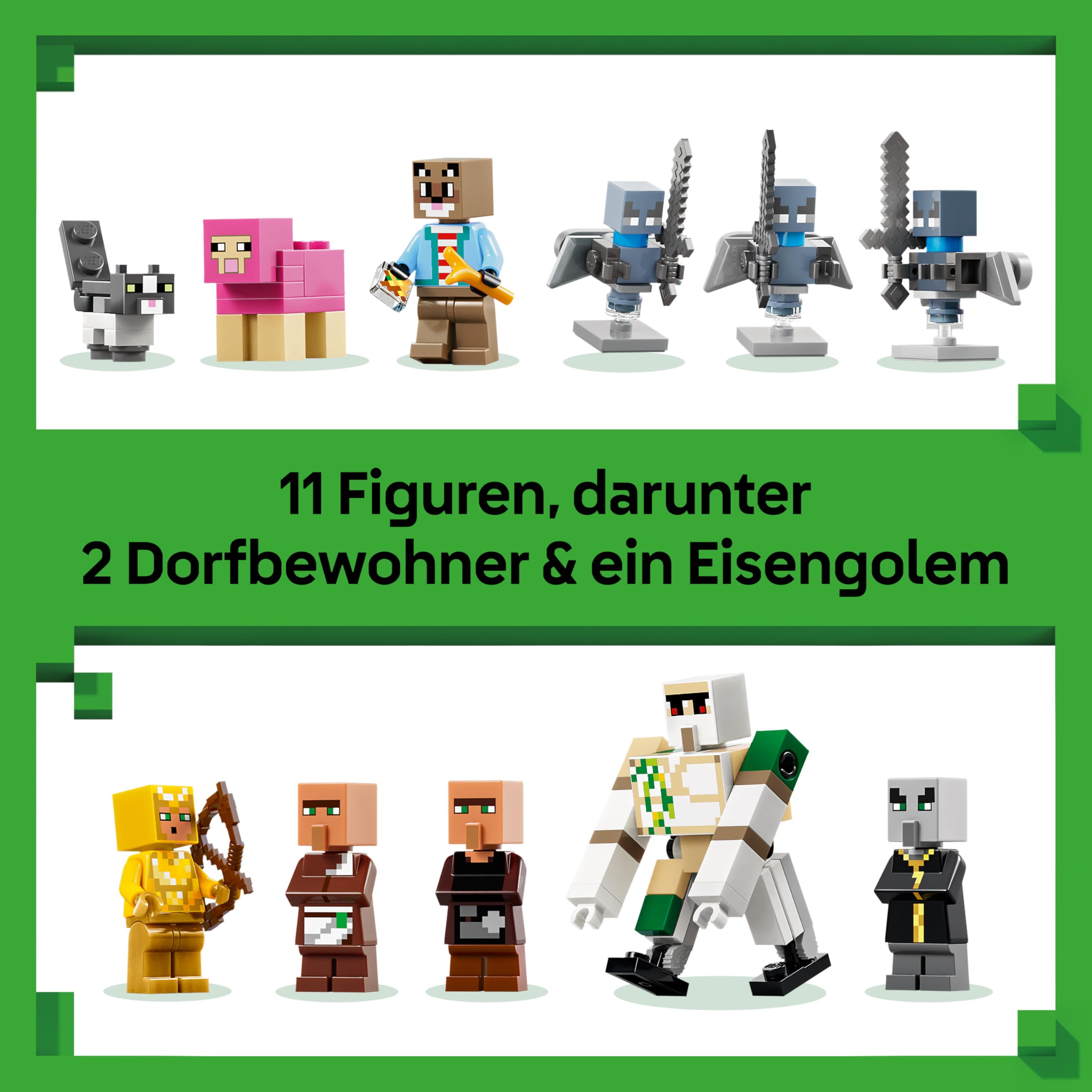 LEGO Minecraft Angriff des Magiers auf das Dorf - Modell mit Garten - 11 Figuren inkl. Maurer & Eisengolem - Zimmerdeko für Kinder - Gaming Geschenk für Jungen, Mädchen und Fans ab 9 Jahren - 21596