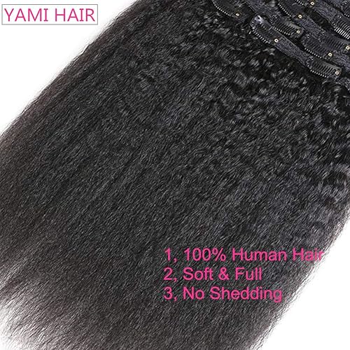 Miniatura 5 de YAMI Extensiones de cabello humano lacio tipo afro con clip, 100% cabello Remy para mujeres, cabello humano real Yaki, 4.23 oz10 unidades,