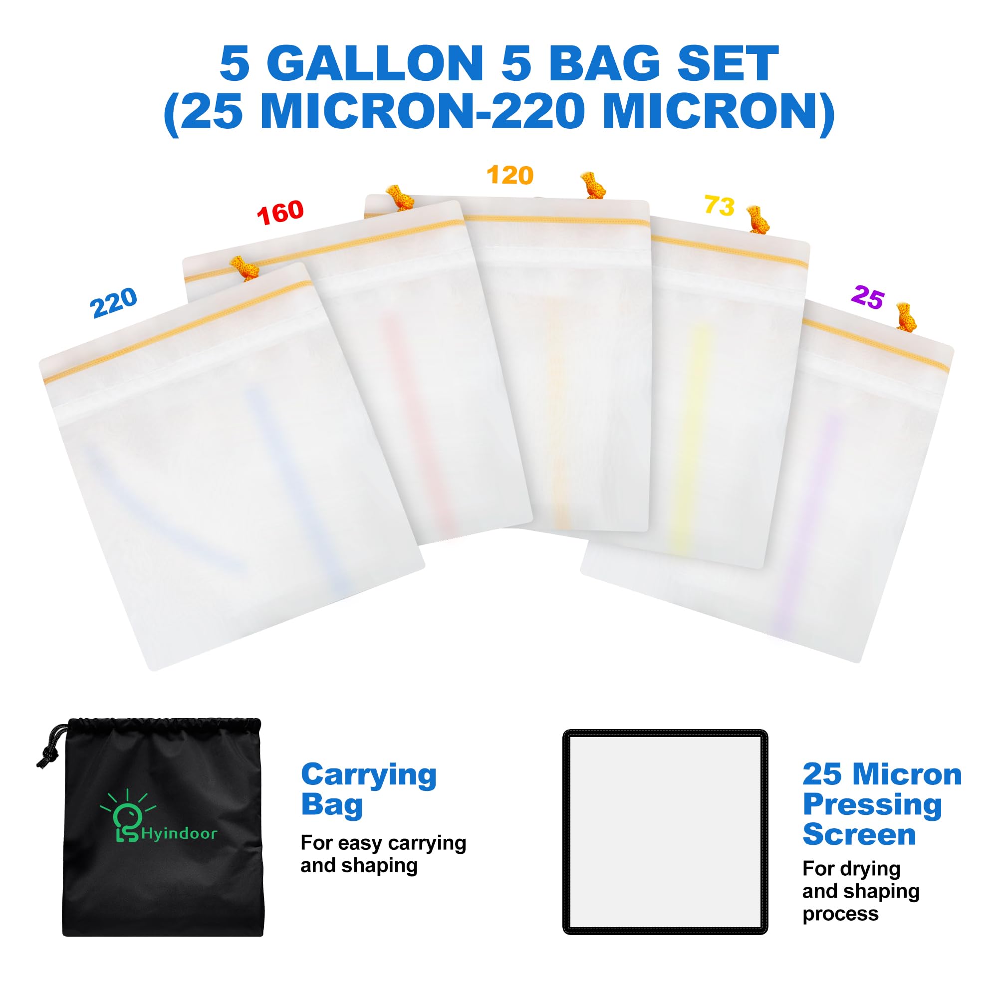 Lot De 5 Sacs à Bulles En Maille Pour Extraction, Filtre à