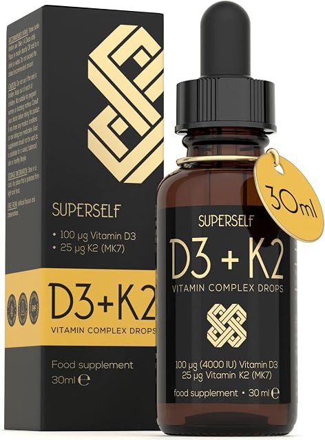 Vitamin D Drops - High Strength Liquid Vitamin D3 K2 Supplement for Adults - Vitamin D3 4000 IU & Vitamin K2 25mcg - 30ml 600 Drops - VIT D 1000IU per 1 Drop - UK Made & Vegetarian - Natural Orange