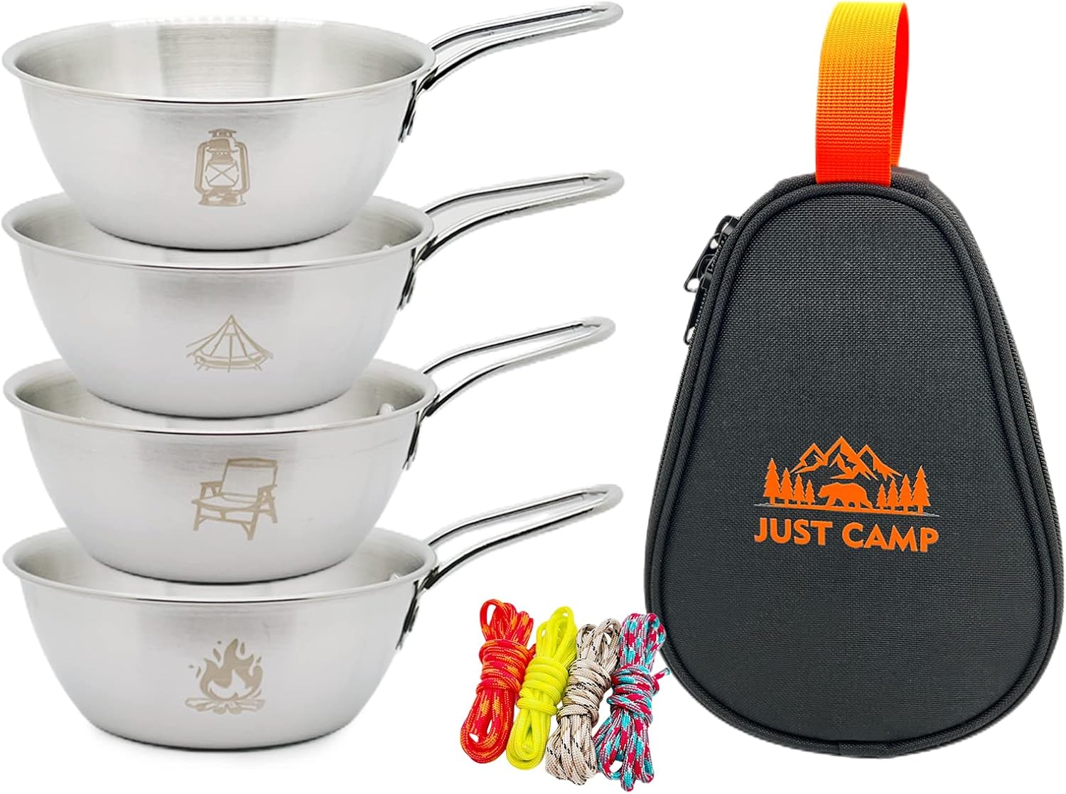 Pubgeer Camping Bowls 20oz (4 pack) Stackable Stainless