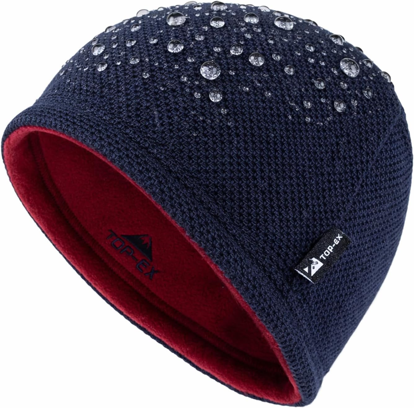 TOP-EX DryKnit™ Waterproof Wool Beanie Hat for Men Fleece Lined Skull Cap Winter Knit Hat Watch Caps Reversible & Windproof