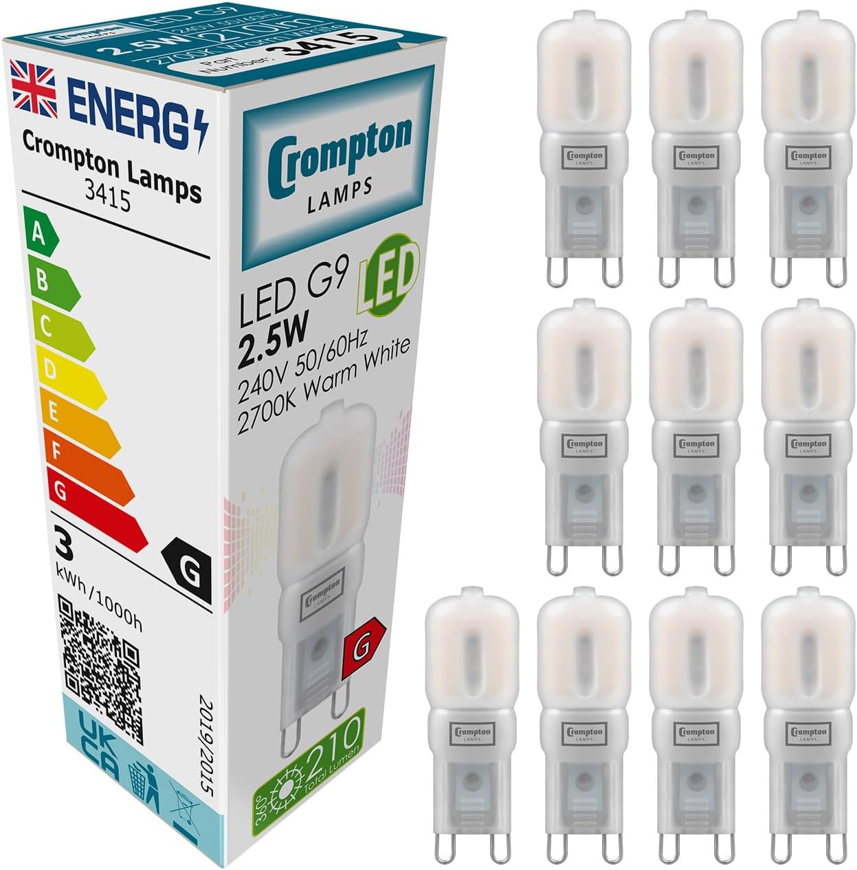 LED G9 Capsule Bulbs 2.5W | 10 Pack | 25W Halogen Replacement | Warm White 2700K | Energy-Saving LED Light Bulbs | Opal G9 Bulbs for Ceiling, Cabinet & Accent Lighting