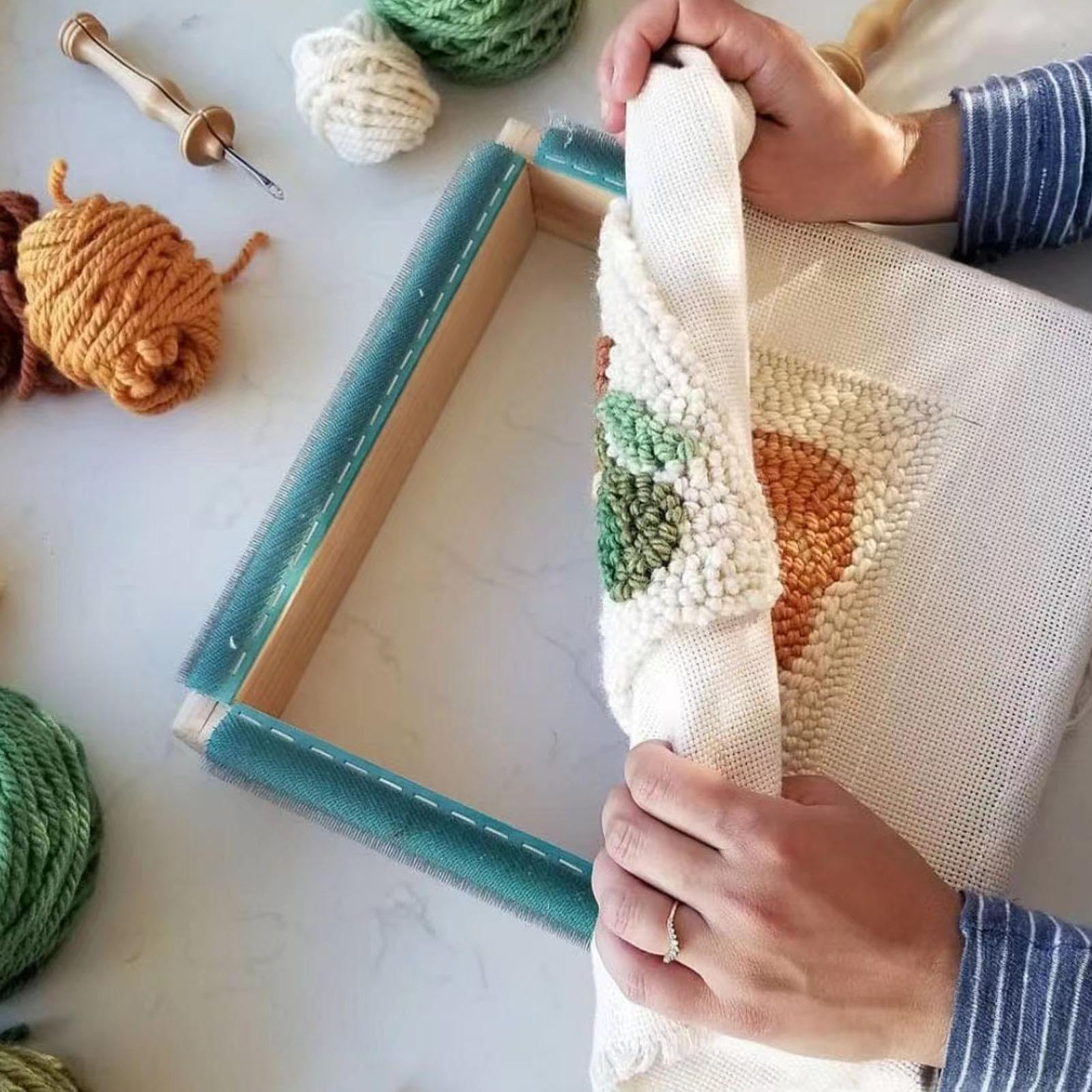Gripper Strip Frames, Sauare Embroidery Hoop, Needle Rug Hooking Frame, Wooden Gripper Strips for Punch Needle Frame with Needle | Needlework Supplies Wood for Embroidery Sewing, Cloth Painting,