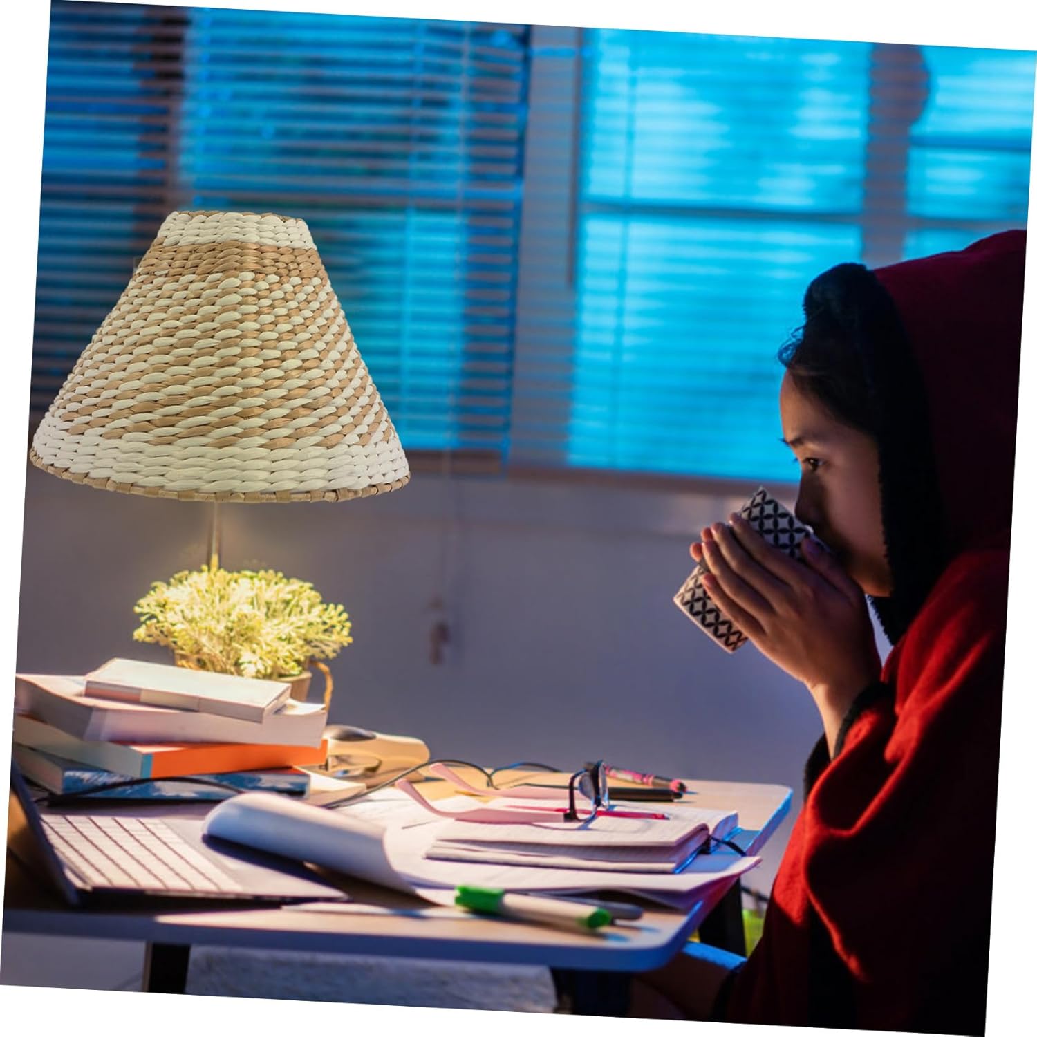 Woven Lampshade Paper Cover Lightweight Table Lamp Shade Softens Bright Light for Floor and Wall Lamps Easy to Install Compact Safe Comfortable Lighting