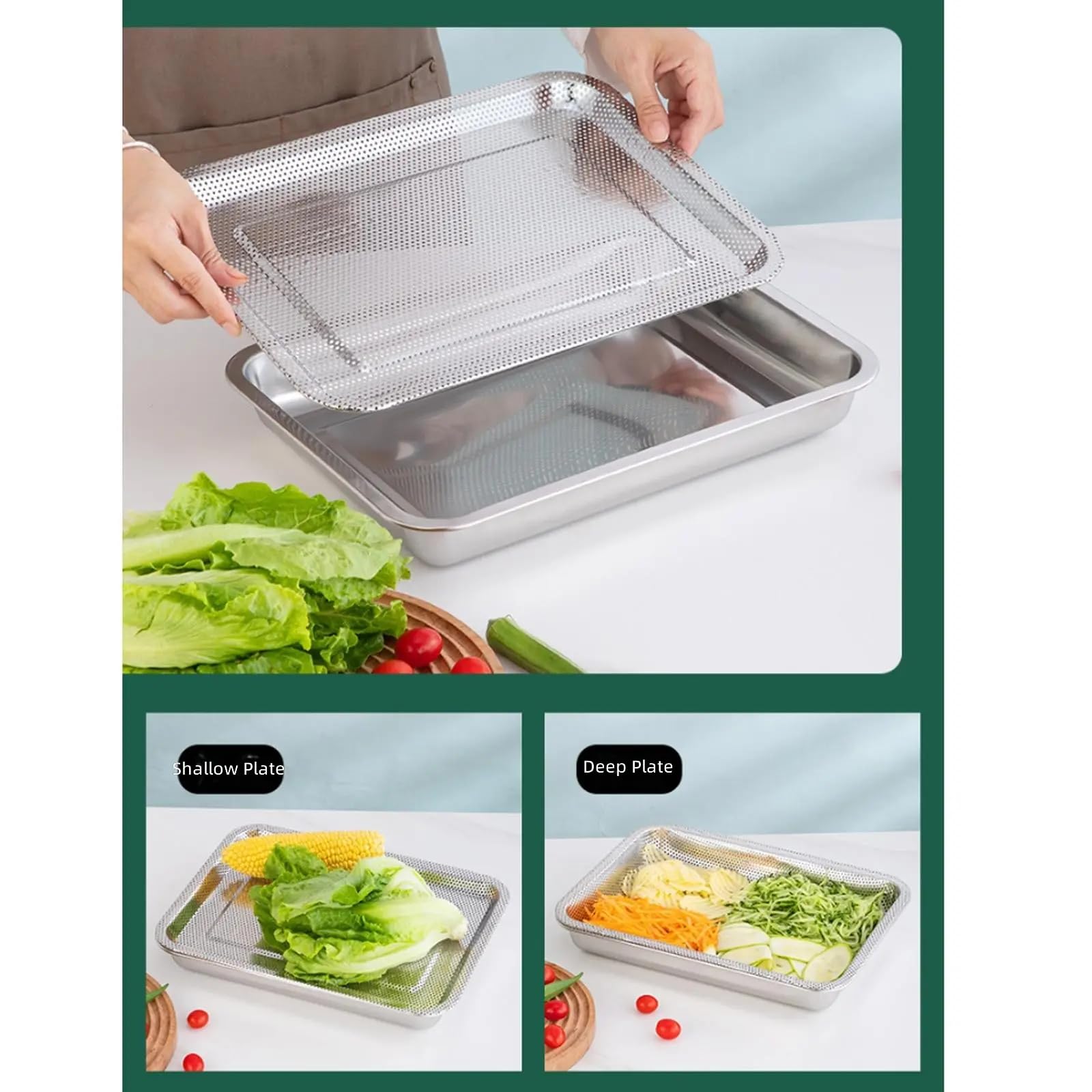 Mehrzweck Reibe Tablett Set aus Edelstahl für die Küche, enthält 5 praktische Utensilien Kochen Reibe Tablett