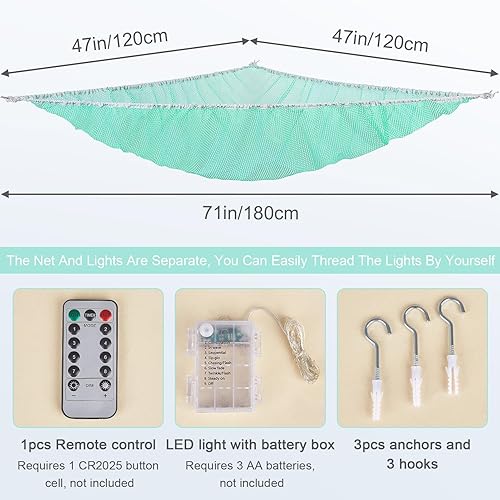 Miniatura 2 de Unicorn Castle Hamaca de red para animales de peluche, almacenamiento de juguetes para niños con luz LED, organizador de juguetes de felpa para