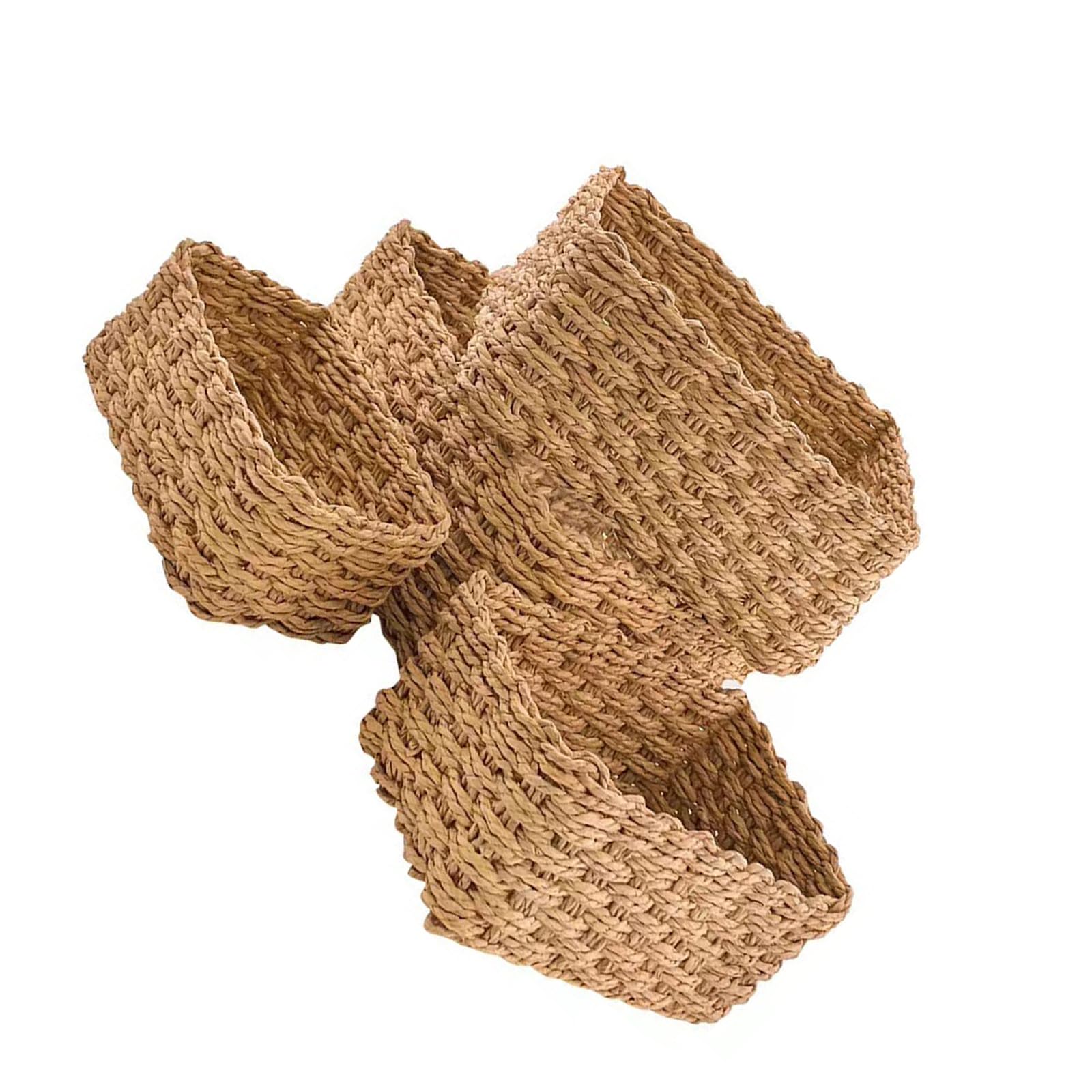 3PCs Sturdy Woven Paper Organizers Baskets Portable Storage Containers for Clothes Shoes Household Items Paper Rope Storage Basket Set