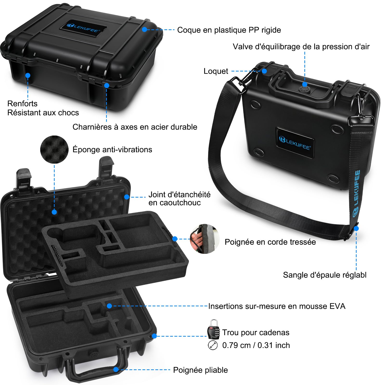 Lekufee Boîte étanche pour Gopro Hero 13 Black/12/11/10/9/8, LIT Hero,Hero 4K,Module médias,Volta,Creator Edition,Caméra d'action et Autres Accessoires (étui Uniquement)