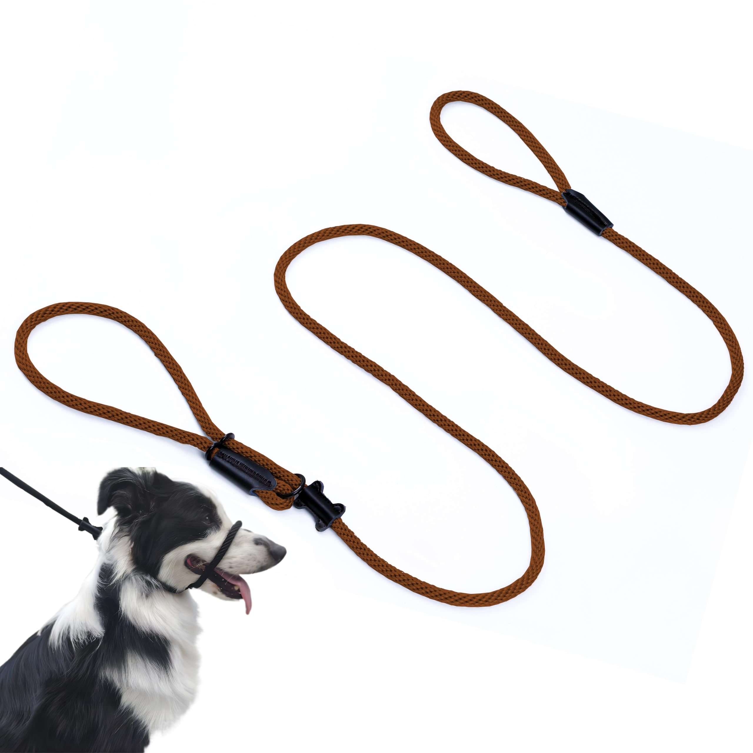 Multifunctional Head Collar with 8 Padded Leather Headcollars Stopper Slip Lead Dog Leash (Brown) โ image 1