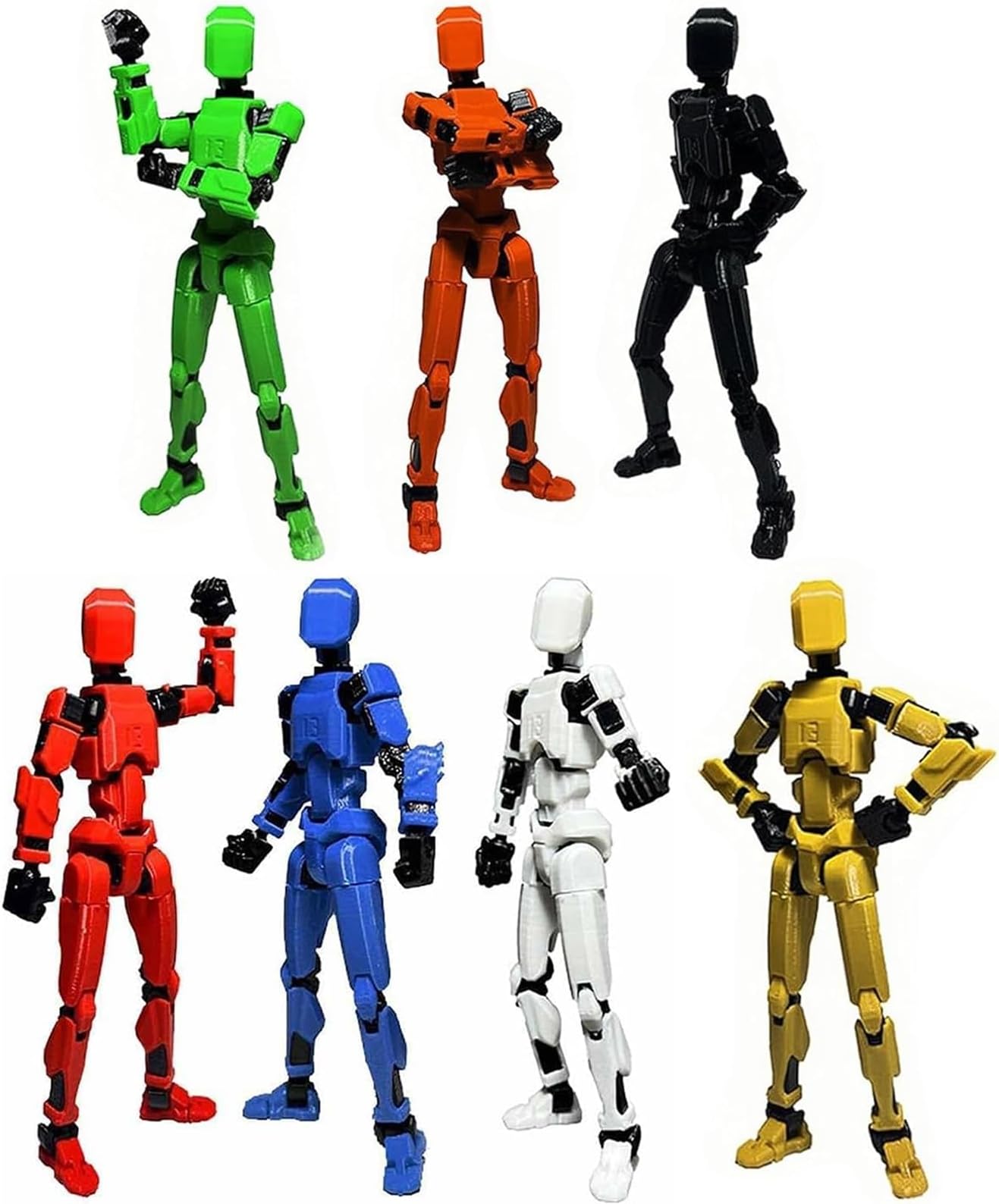 EIMONEY 7PCS Assembly Completed T-13 Action Figure 3D Printed Multi-Jointed Movable,Lucky 13 Action Figures,Multi-Articular Dummy 13 Action Figures,Desktop Decorations,Creative Gifts (7 Colors)