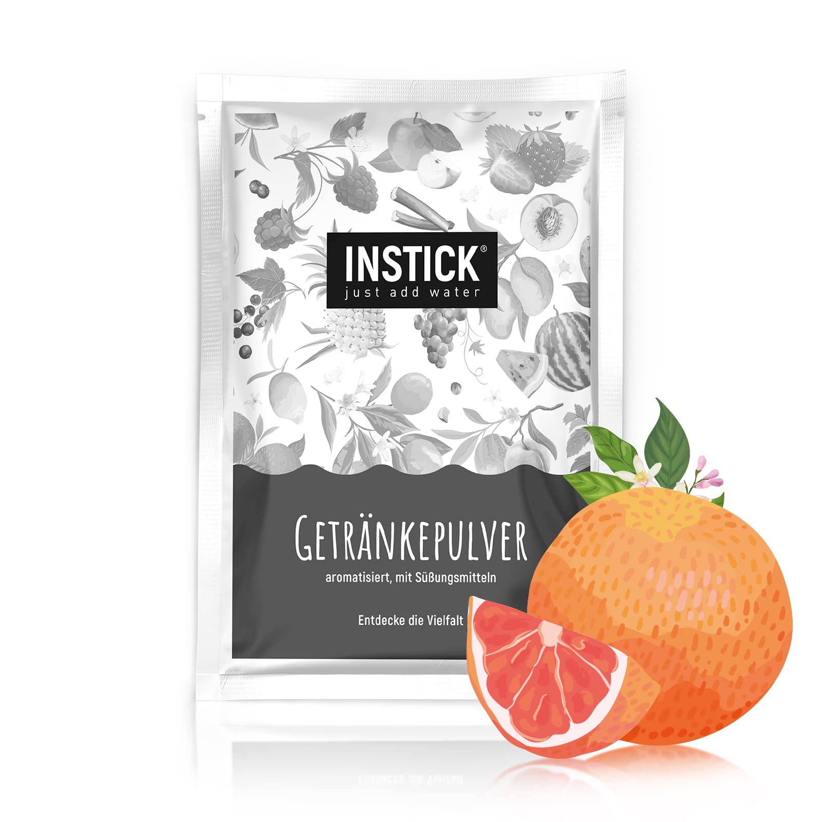 INSTICK Zuckerfreies Instant-Getränk (Grapefruit) – 1 Packung für 18 L – Veganes Getränkepulver Kalorienarm & Vitamin C – Instant-Pulver
