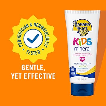 Banana Boat Mineral Kids Sunscreen Lotion SPF 50, 6 Fl Oz (2 Pack) | Zinc oxide mineral sunscreen for kids, Sweat and water resistant, UVA/UVB broad spectrum protection, For face and body