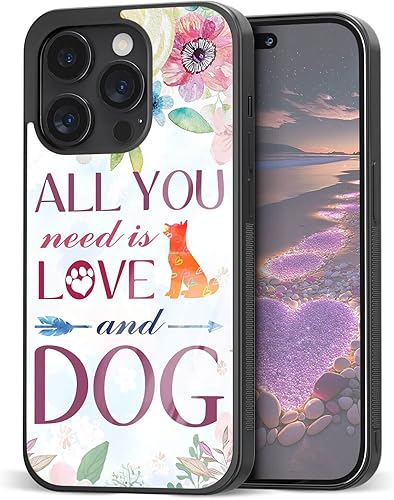 Love Dogs - Fundas de teléfono para amantes de los perros, mamá, papá, mujeres y hombres, diseño floral All Your Need is Love & Dog Linda funda para
