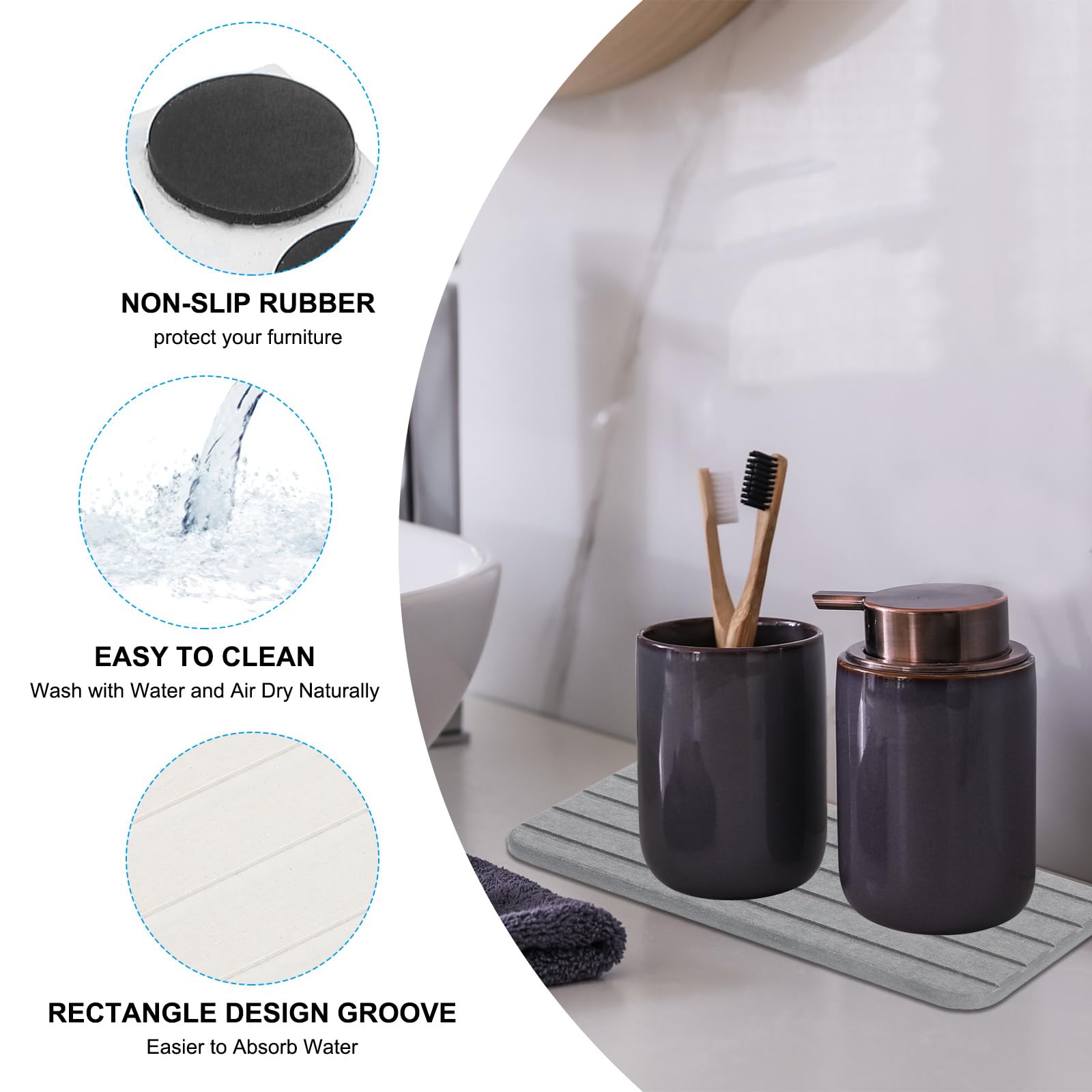 PATIKIL Square Water Absorbent Diatomite Coasters 6.3x3.1inch - Image 3