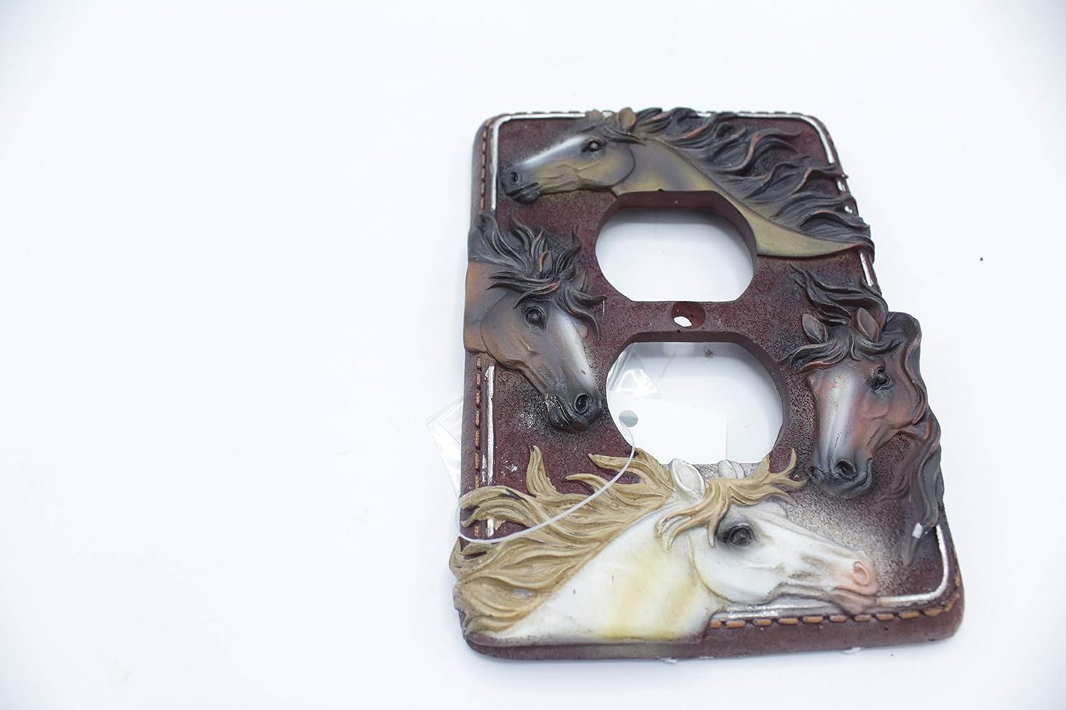 Western 4 Horses Light Switch Rocker Plate Covers Electric Outlet Leather Look (Electric Outlet)