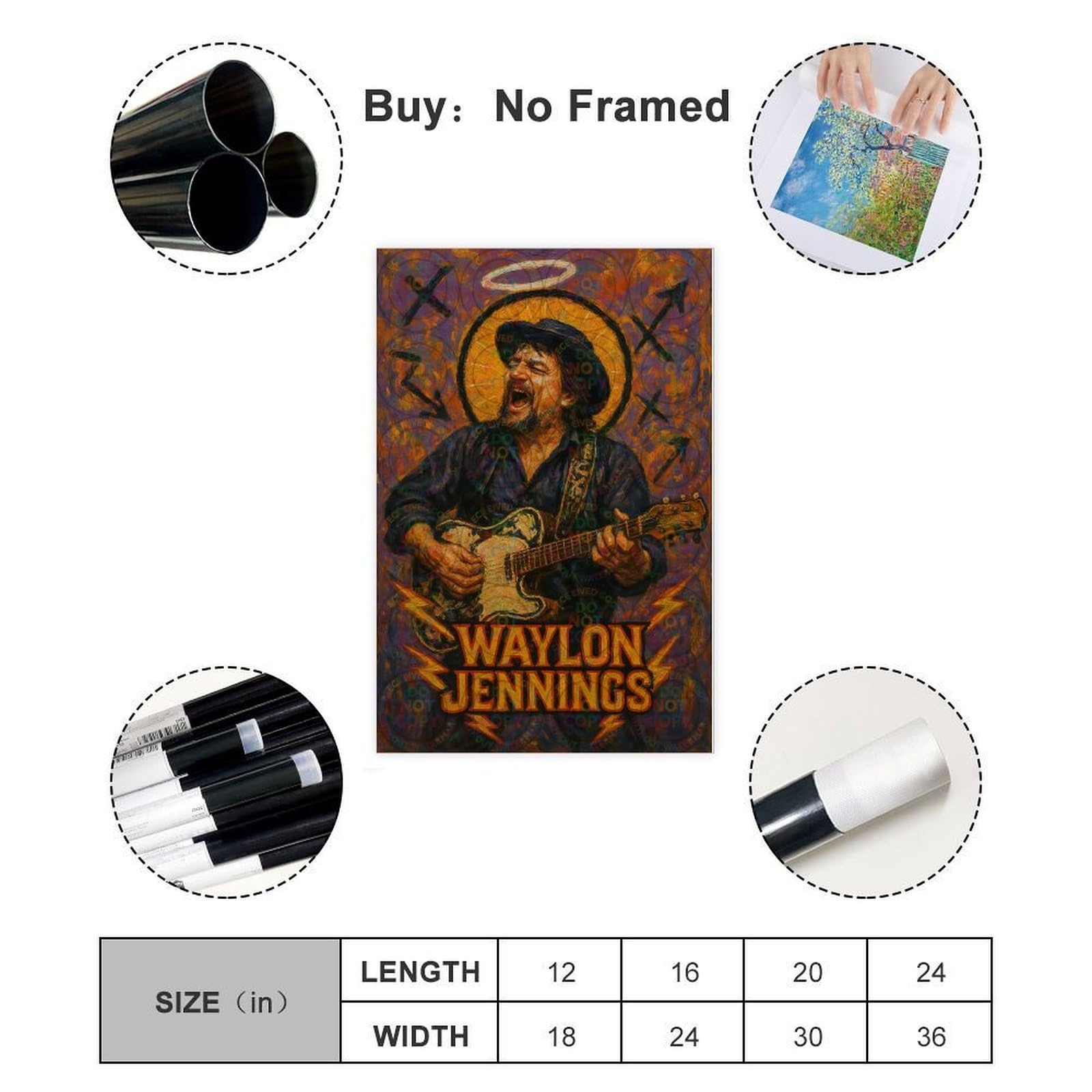 ZYGNBHL Poster su tela della serie "Heaven Needs Country Music", poster da parete per camera da letto, ufficio, cucina, regalo, senza cornice, 61 x 91,4 cm