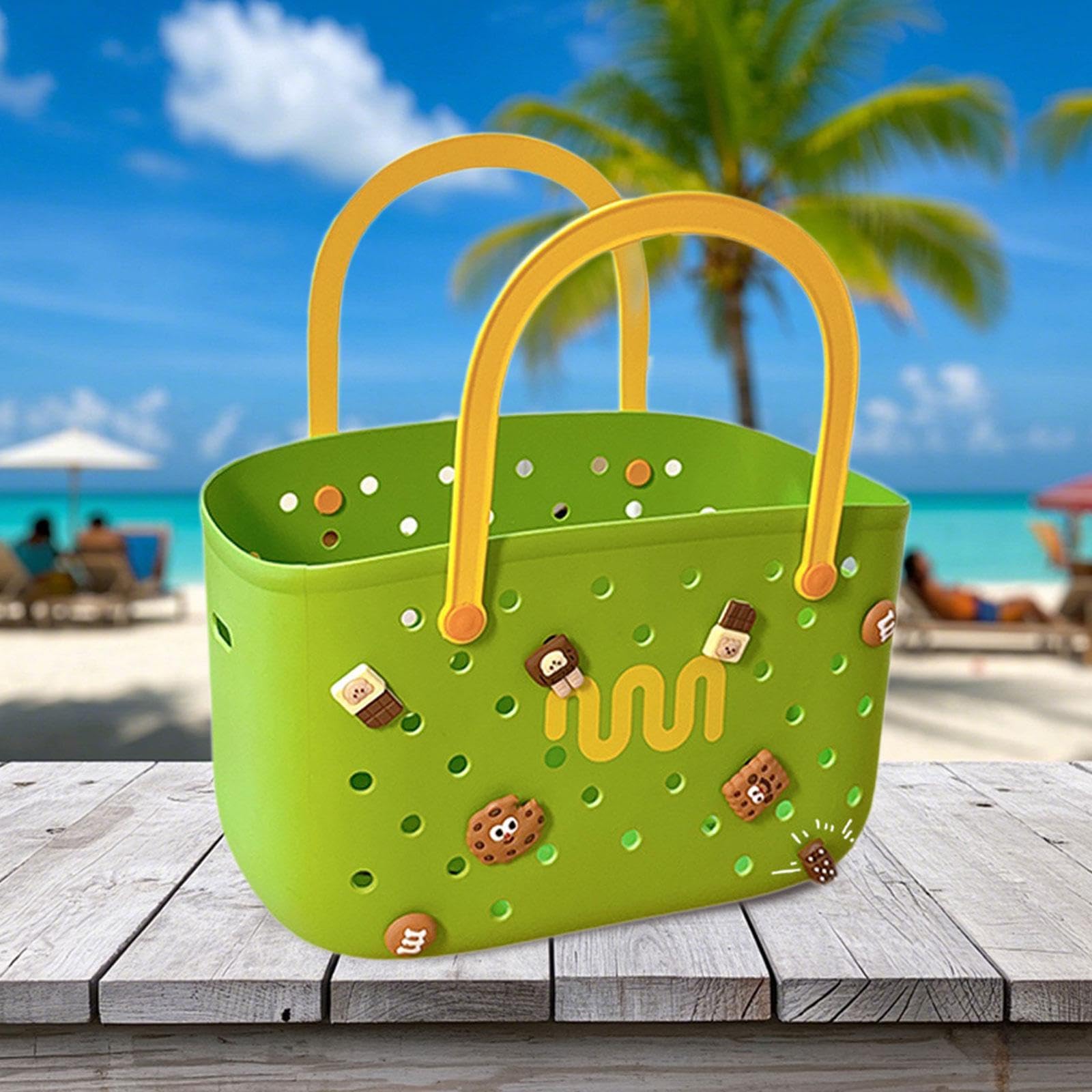 Sac de Plage, Portable, pour L'été, Sac de Tendance, Sac à Main, Panier de Plage Multifonctionnel, Vert