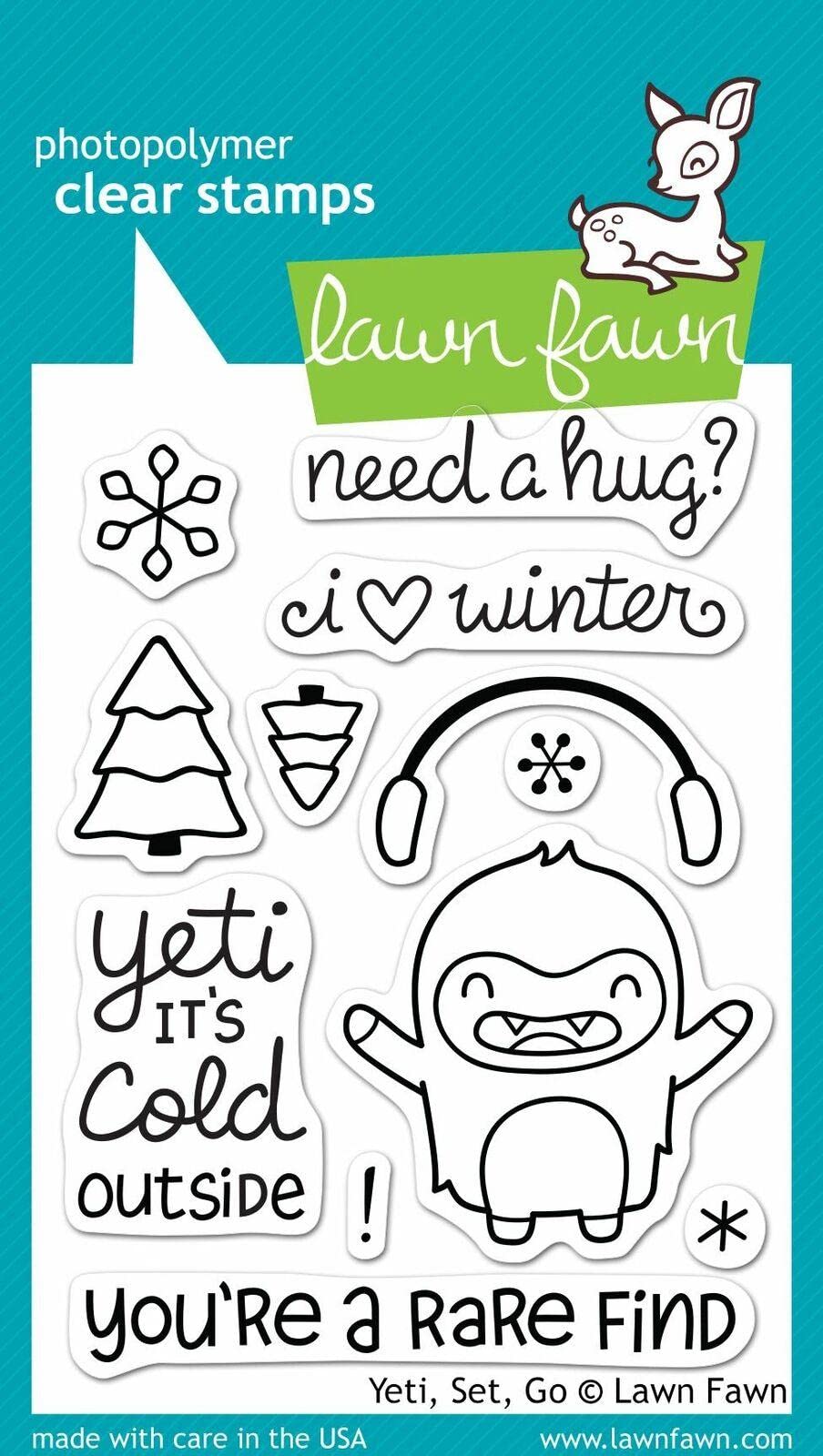 Lawn Fawn Clear Yeti, Set, Go 3X4 Stamp Set