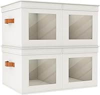 Vista 1 de Univivi Large Storage Boxes with Lids, Collapsible Foldable Storage Bins for Clothes, [2-Pack] Fabric Storage Cubes with Handles, Closet Organizers
