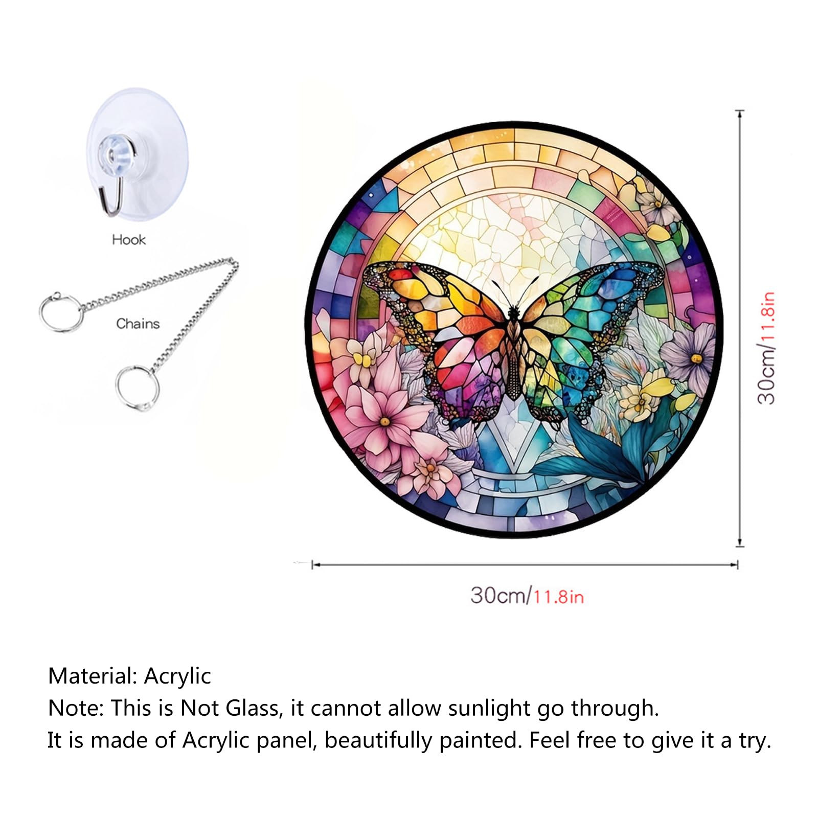 MATIHAY Fantasy Rainbow Butterfly Acrylic Window Hangings, Boho Butterfly Wall Decor, Decoration for Home Garden Christmas Party Wedding