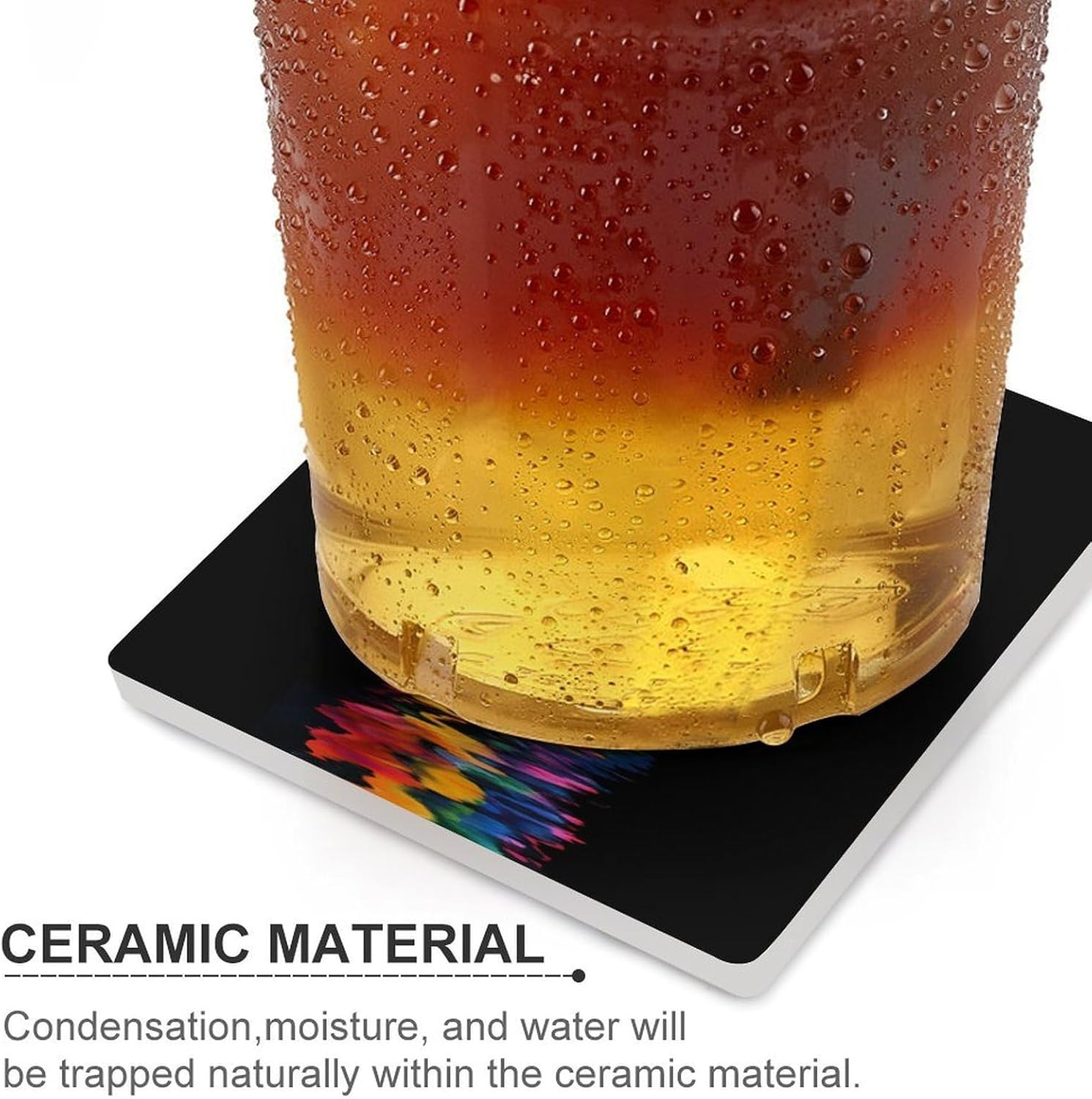 Colorful Hibiscus Flowers Funny Ceramic Coasters for Drink Absorbent Cup Holders Tabletop Protection